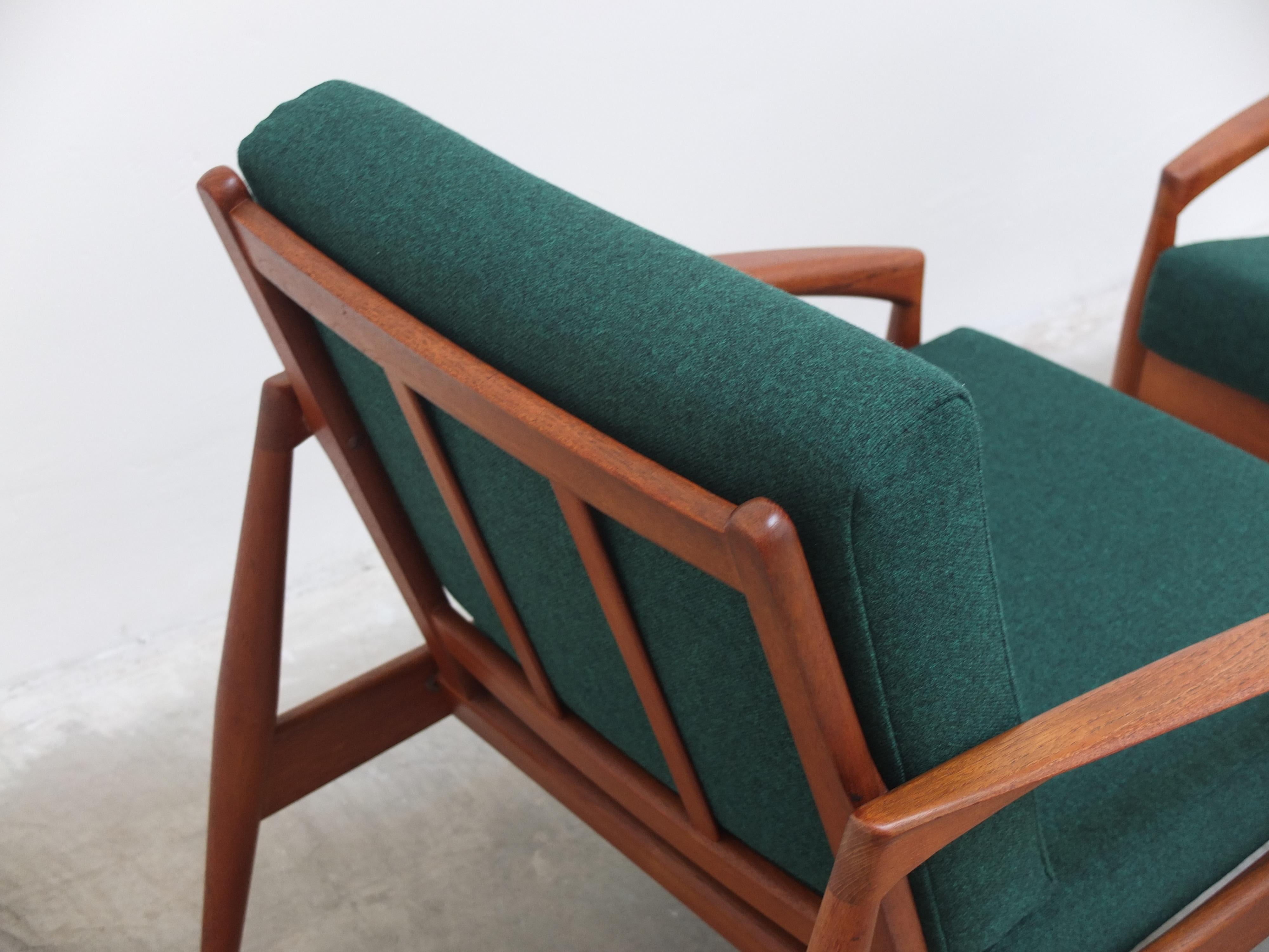 Pair of 'Paper Knife' Easy Chairs by Kai Kristiansen for Magnus Olesen, 1956 For Sale 1