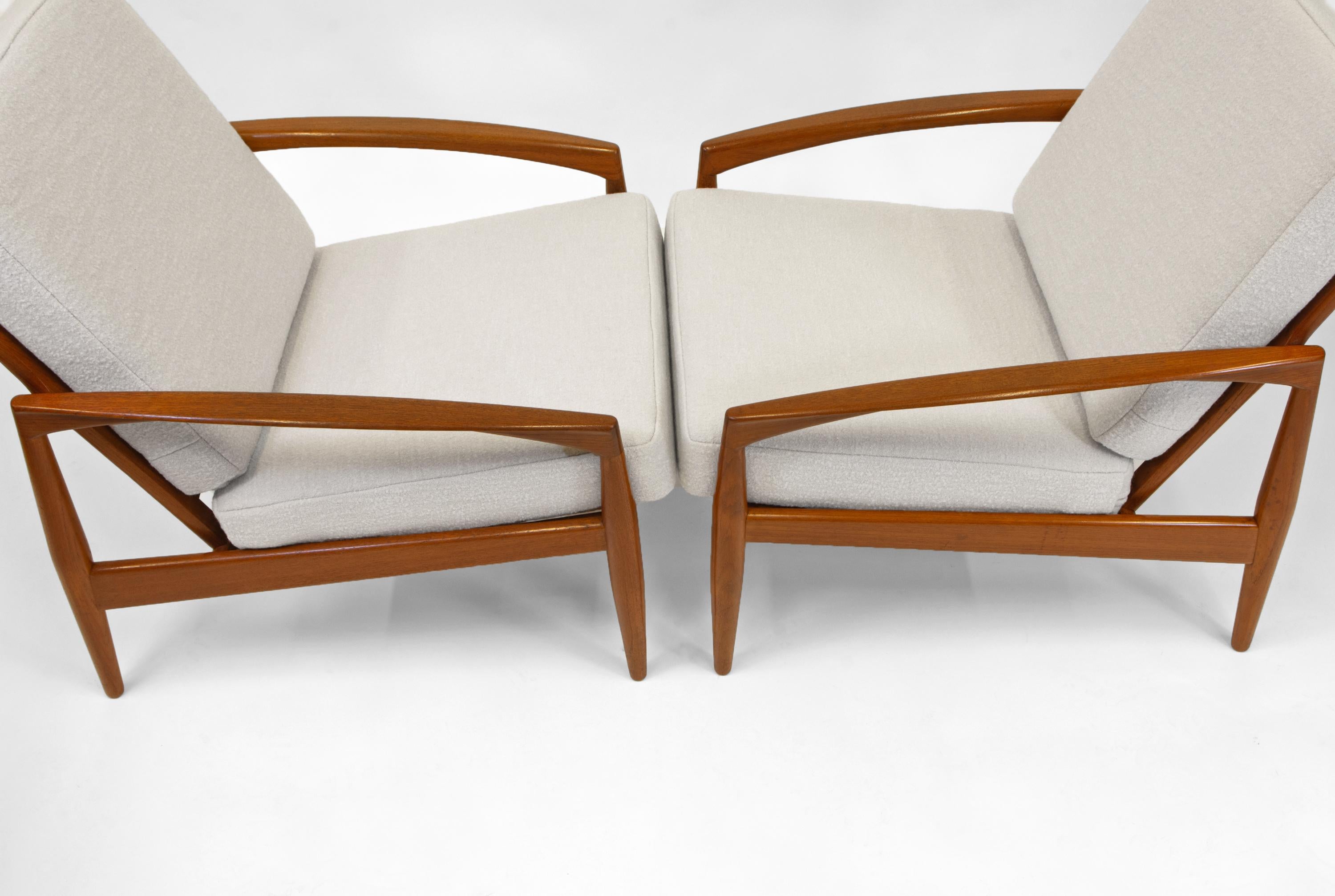 Scandinavian Modern Pair Of Paper Knife Lounge Chairs By Kai Kristiansen Danish Mid Century