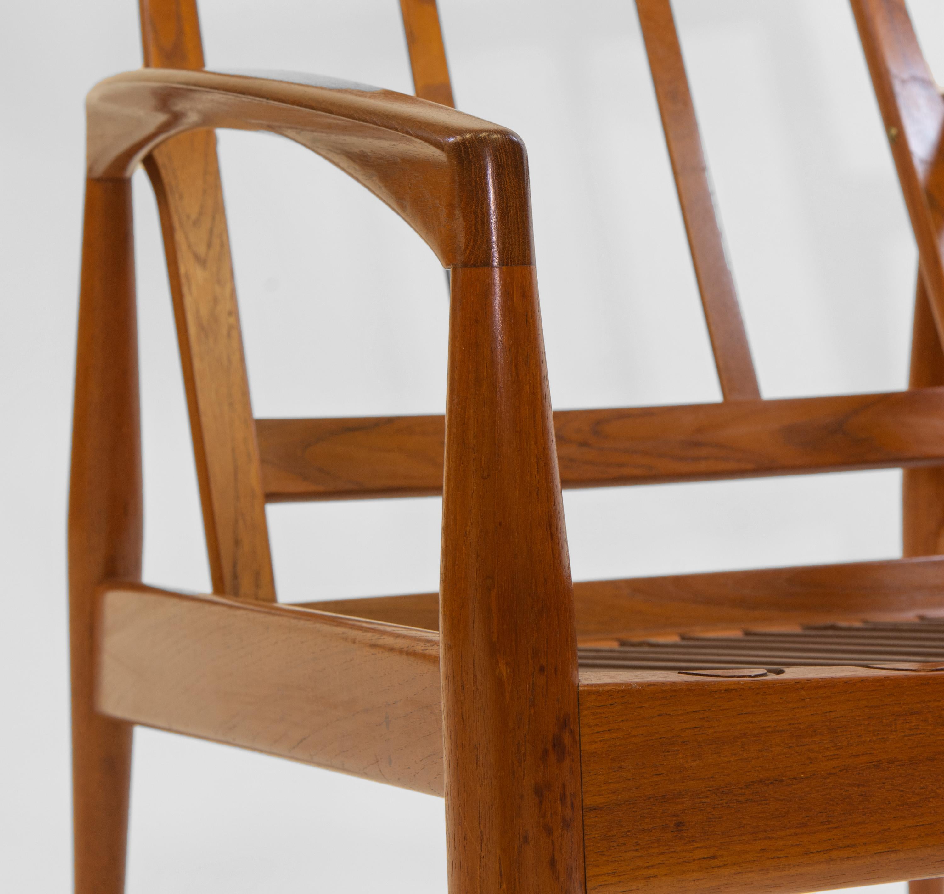 Teak Pair Of Paper Knife Lounge Chairs By Kai Kristiansen Danish Mid Century