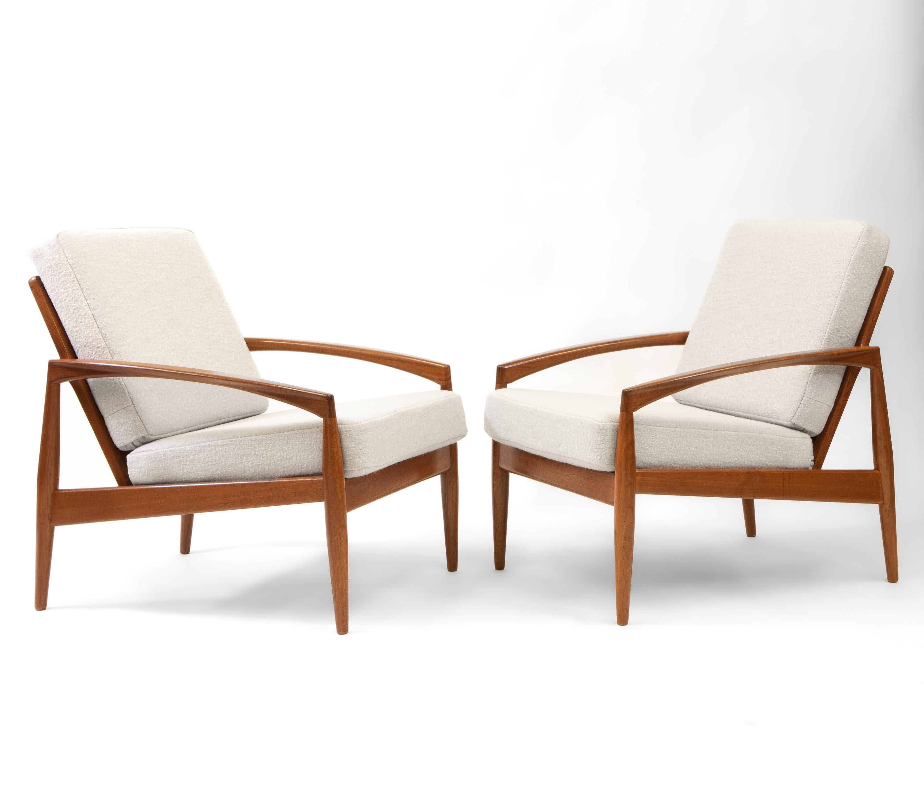 Pair Of Paper Knife Lounge Chairs By Kai Kristiansen Danish Mid Century 1