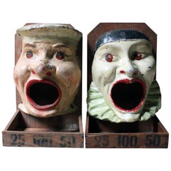 Pair of Papier Mâché French Fairground Passé-Boules Ball Toss Games c.1930-40