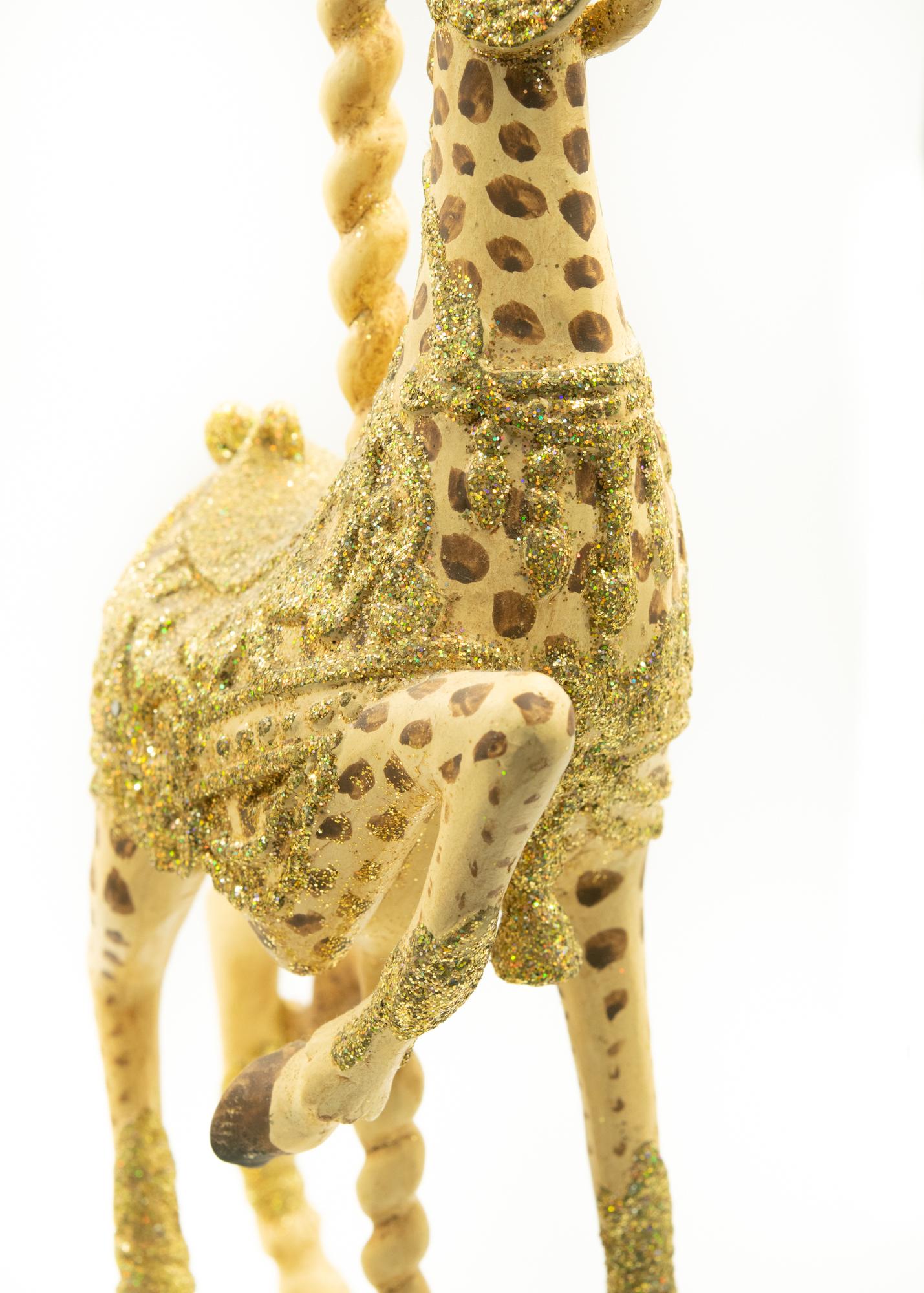 Modern Pair of Papier Mache Giraffe Candle Holders Suitable for Ball Candles