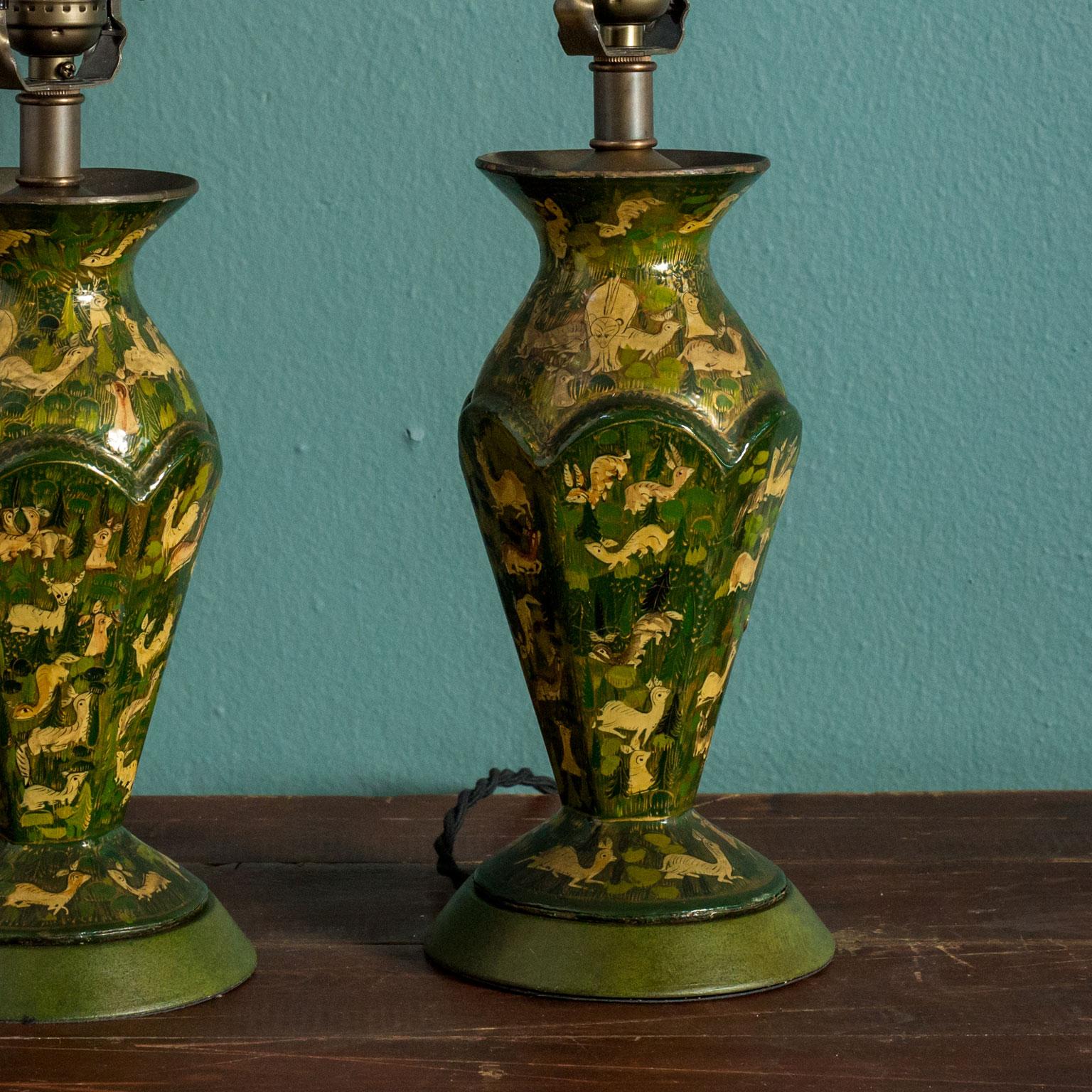 Pair of Papier-Mâché Lamps In Good Condition In Houston, TX