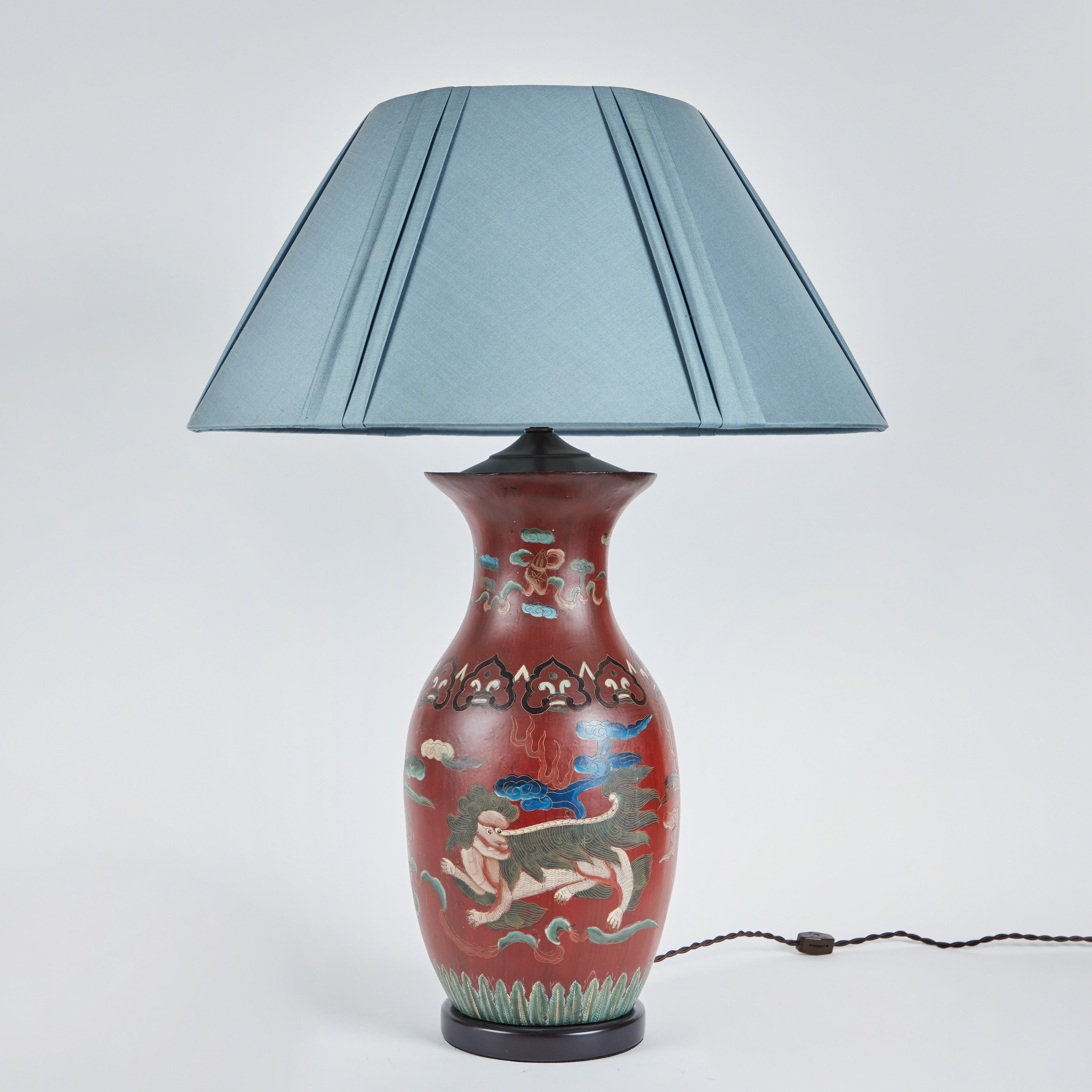 Mid-20th Century Pair of Papier-Mâché Lamps For Sale