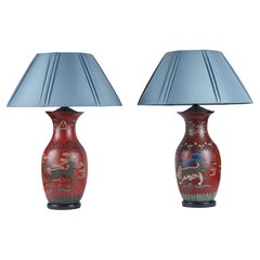 Vintage Pair of Papier-Mâché Lamps