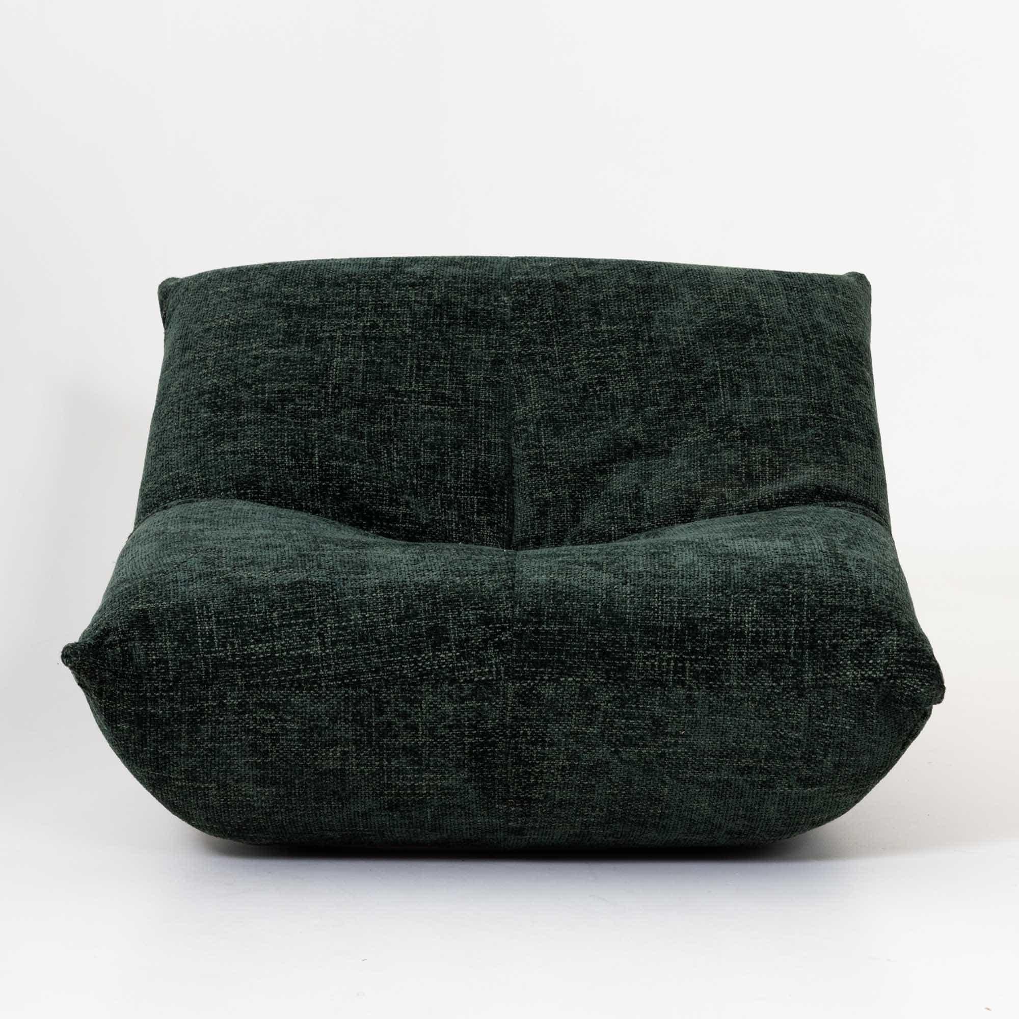 Pair of dark green upholstered 