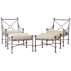 Pair of Papperzini Style Patio Lounge Chairs and Ottomans