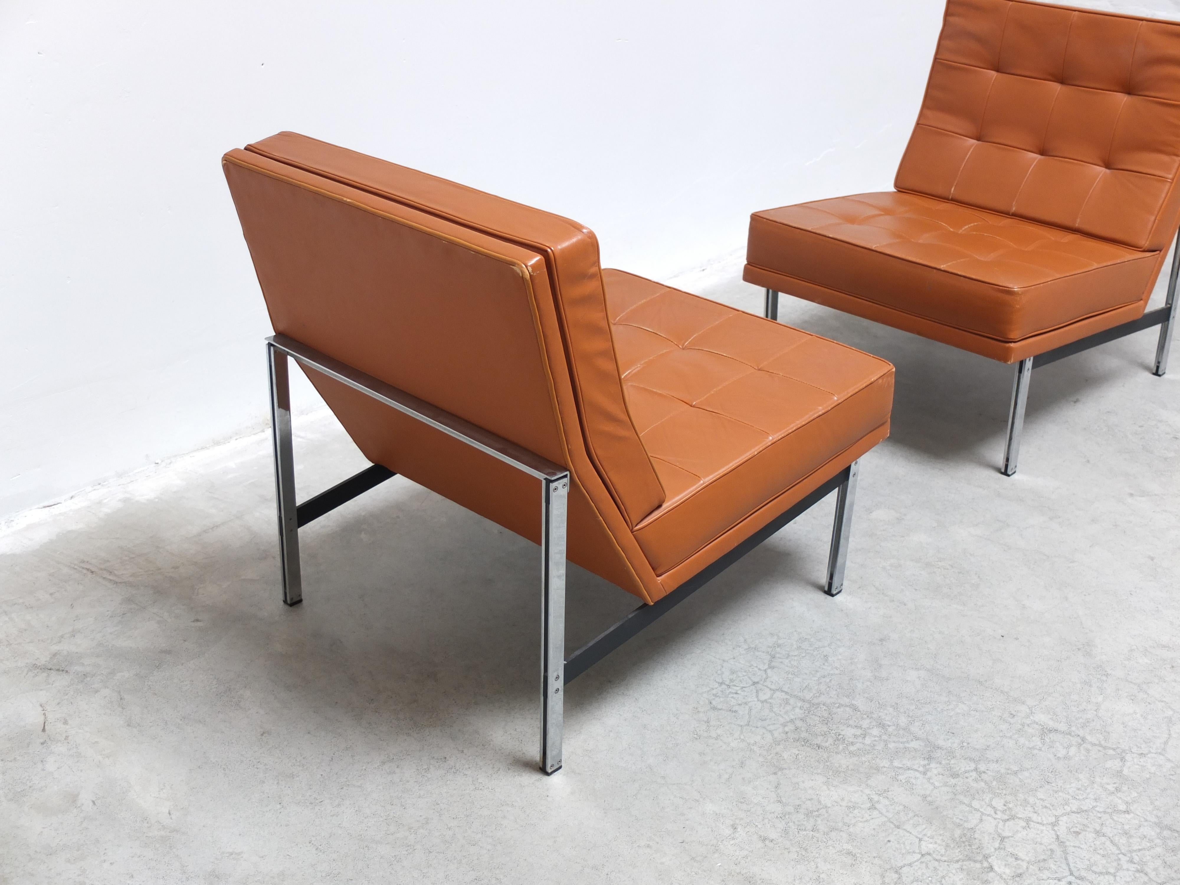 Pair of 'Parallel Bar' Lounge Chairs by Florence Knoll for Knoll, 1954 For Sale 3