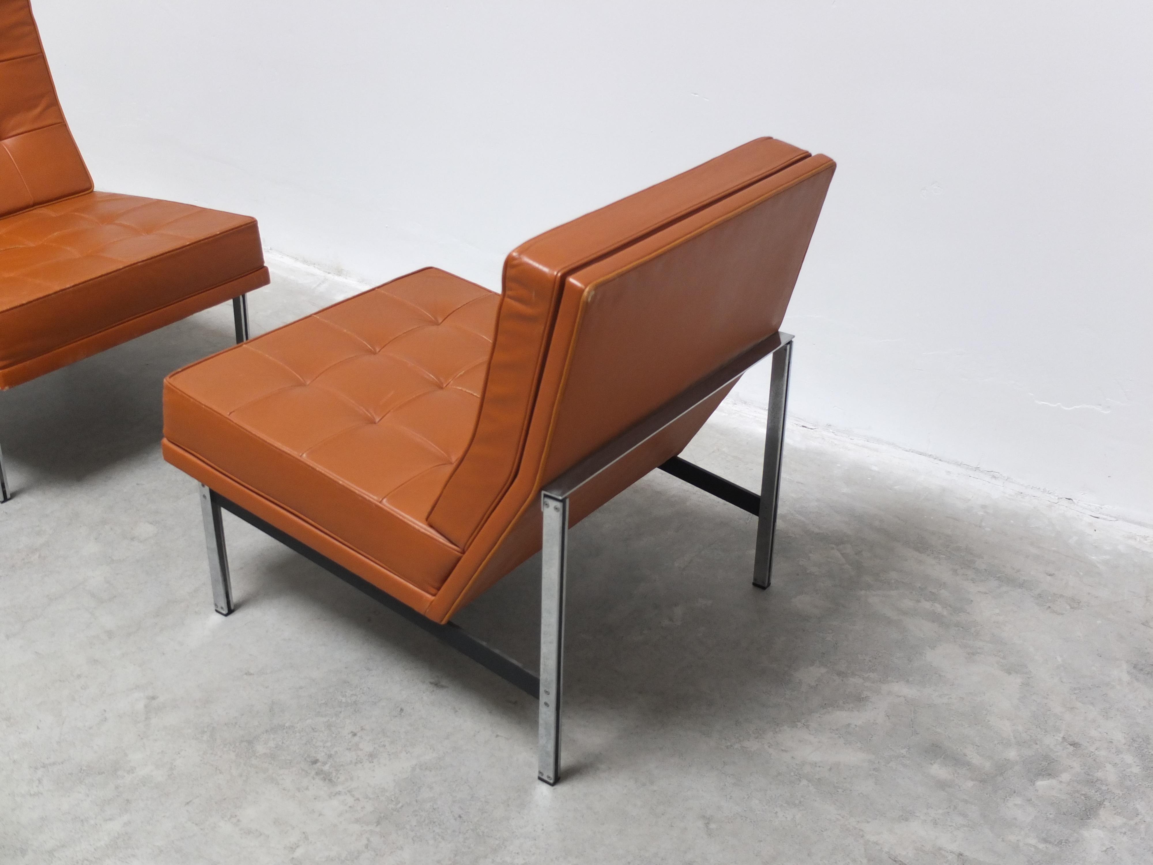 Pair of 'Parallel Bar' Lounge Chairs by Florence Knoll for Knoll, 1954 For Sale 4