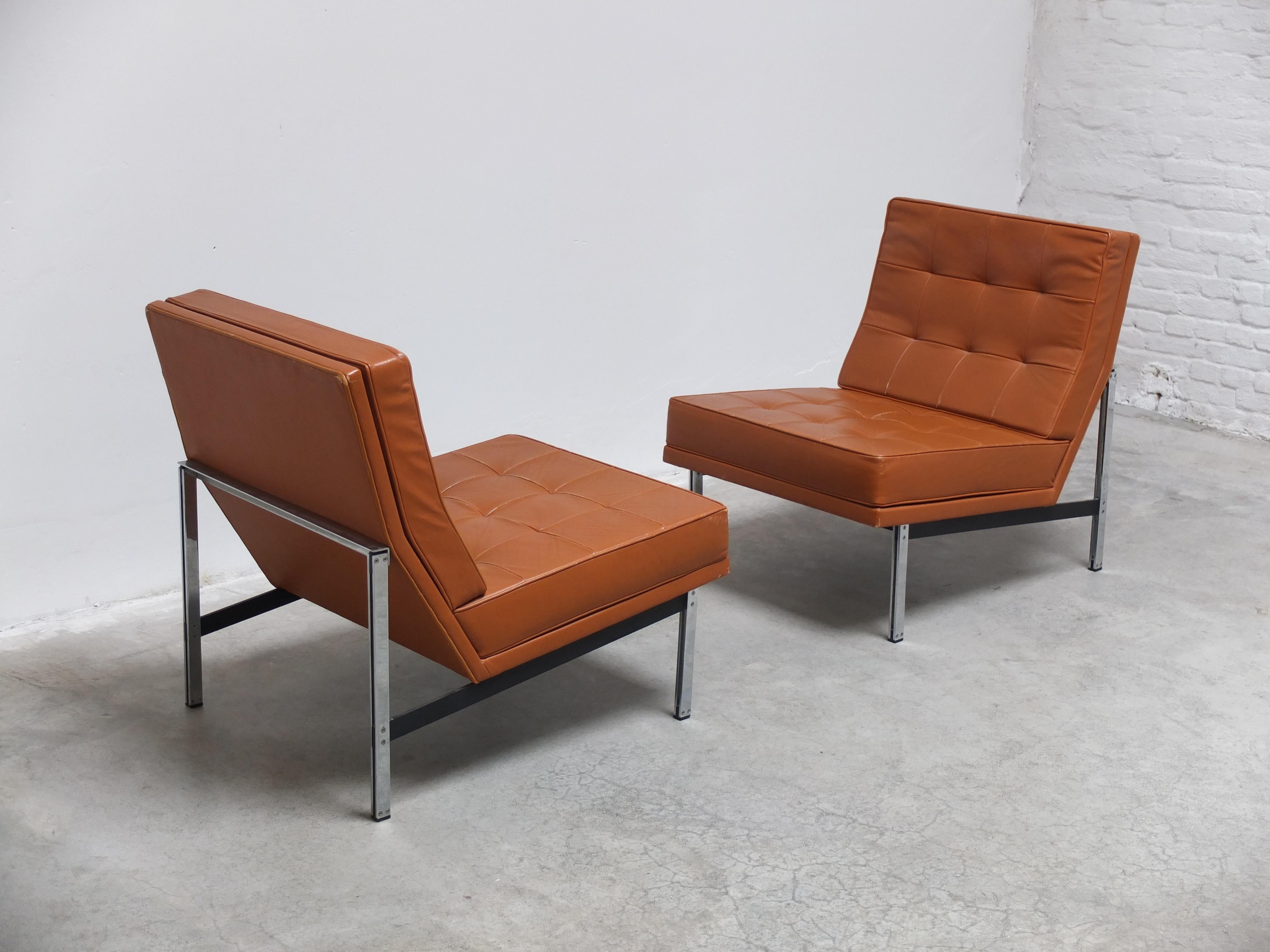 Pair of 'Parallel Bar' Lounge Chairs by Florence Knoll for Knoll, 1954 For Sale 5