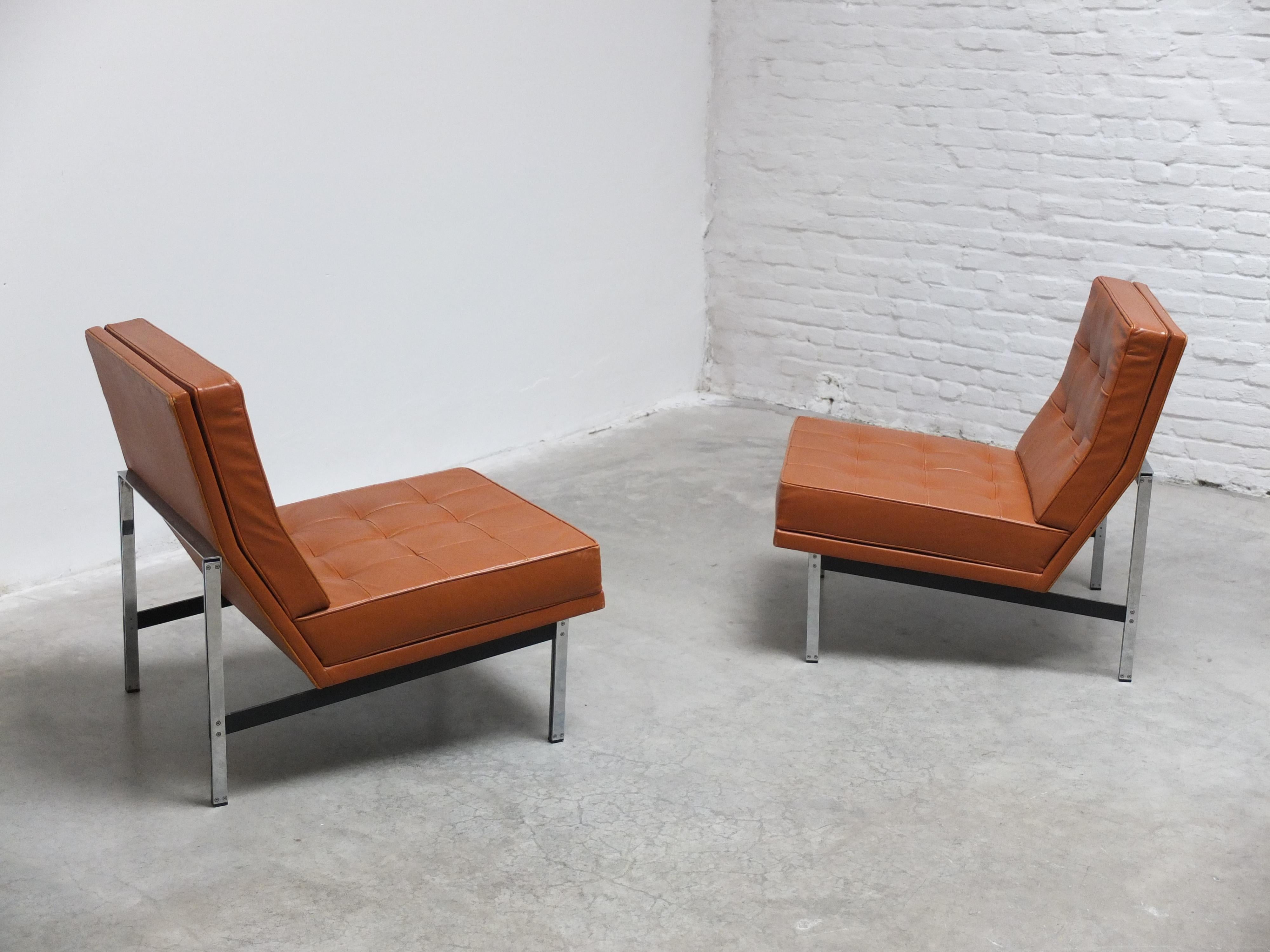 Pair of 'Parallel Bar' Lounge Chairs by Florence Knoll for Knoll, 1954 For Sale 7