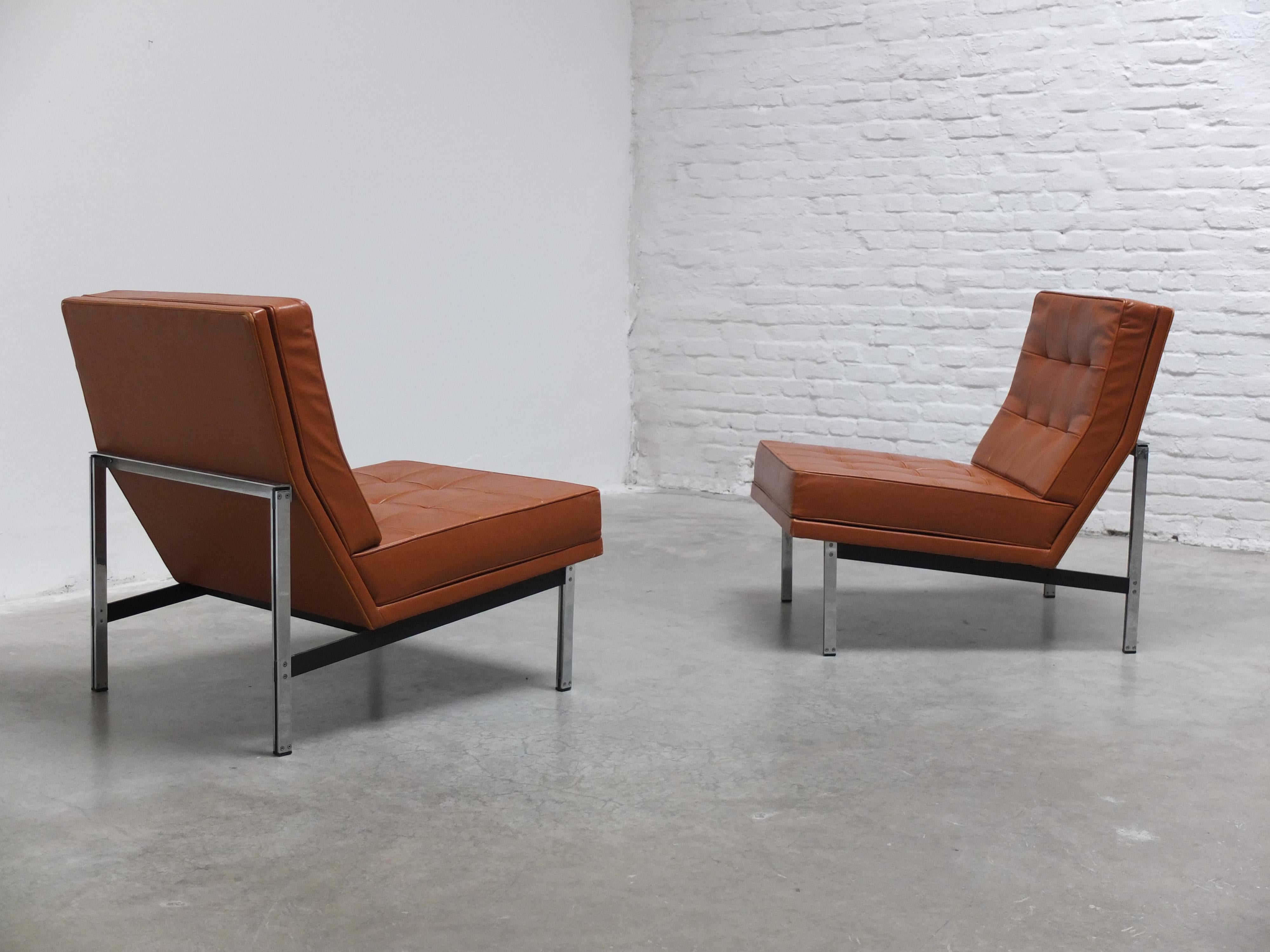 Pair of 'Parallel Bar' Lounge Chairs by Florence Knoll for Knoll, 1954 For Sale 8