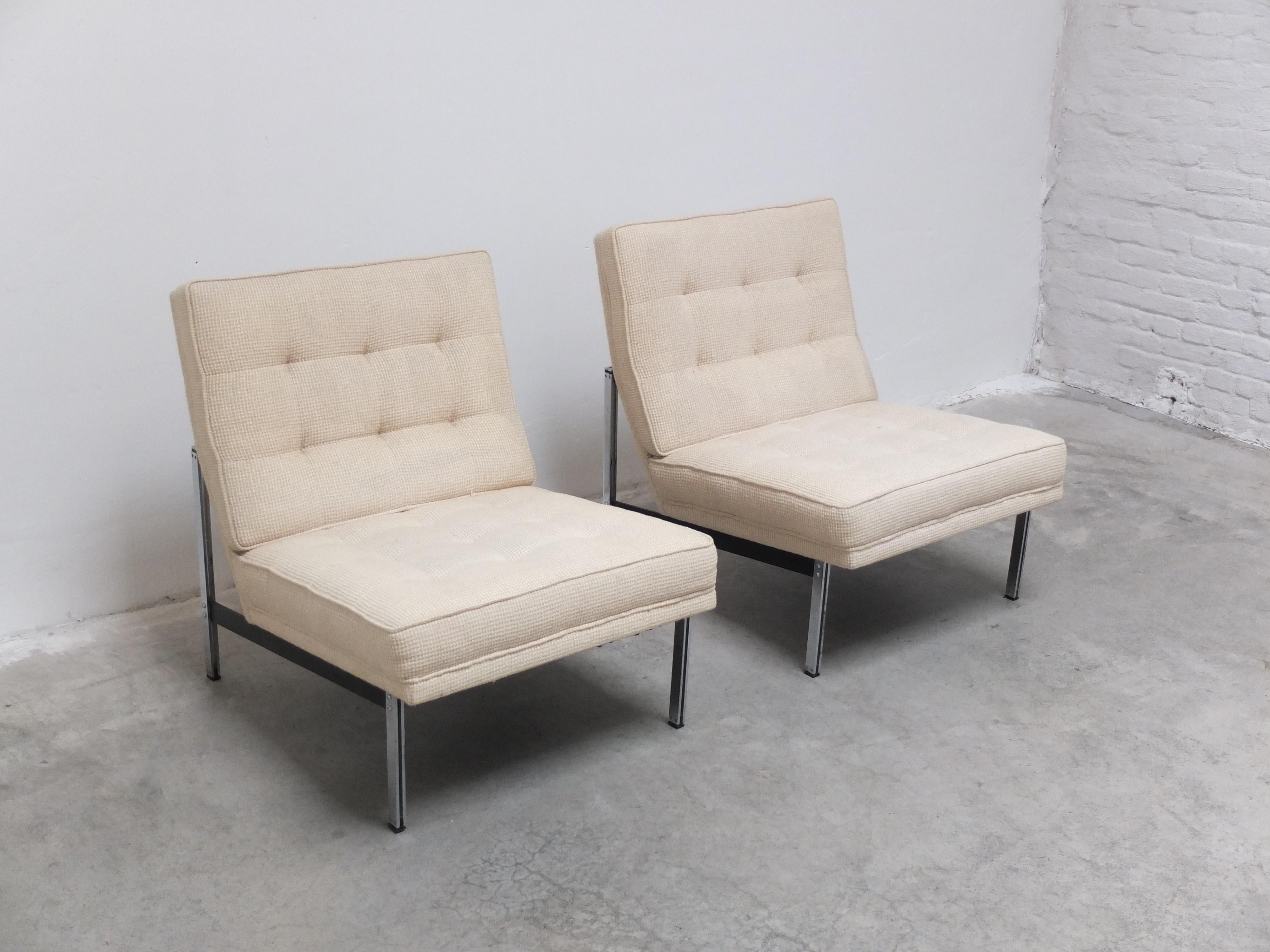 Mid-Century Modern Pair of 'Parallel Bar' Lounge Chairs by Florence Knoll for Knoll, 1954