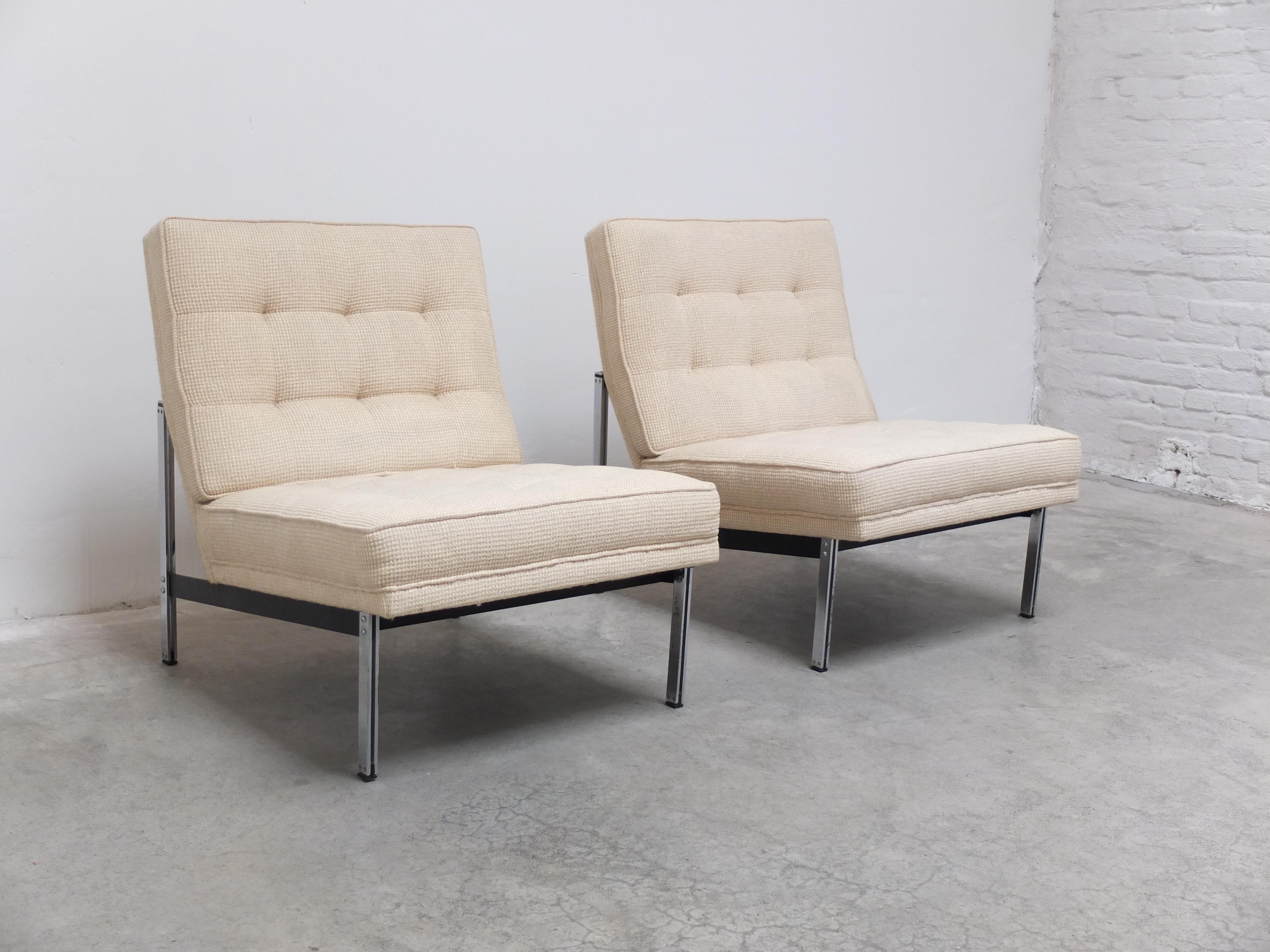 American Pair of 'Parallel Bar' Lounge Chairs by Florence Knoll for Knoll, 1954