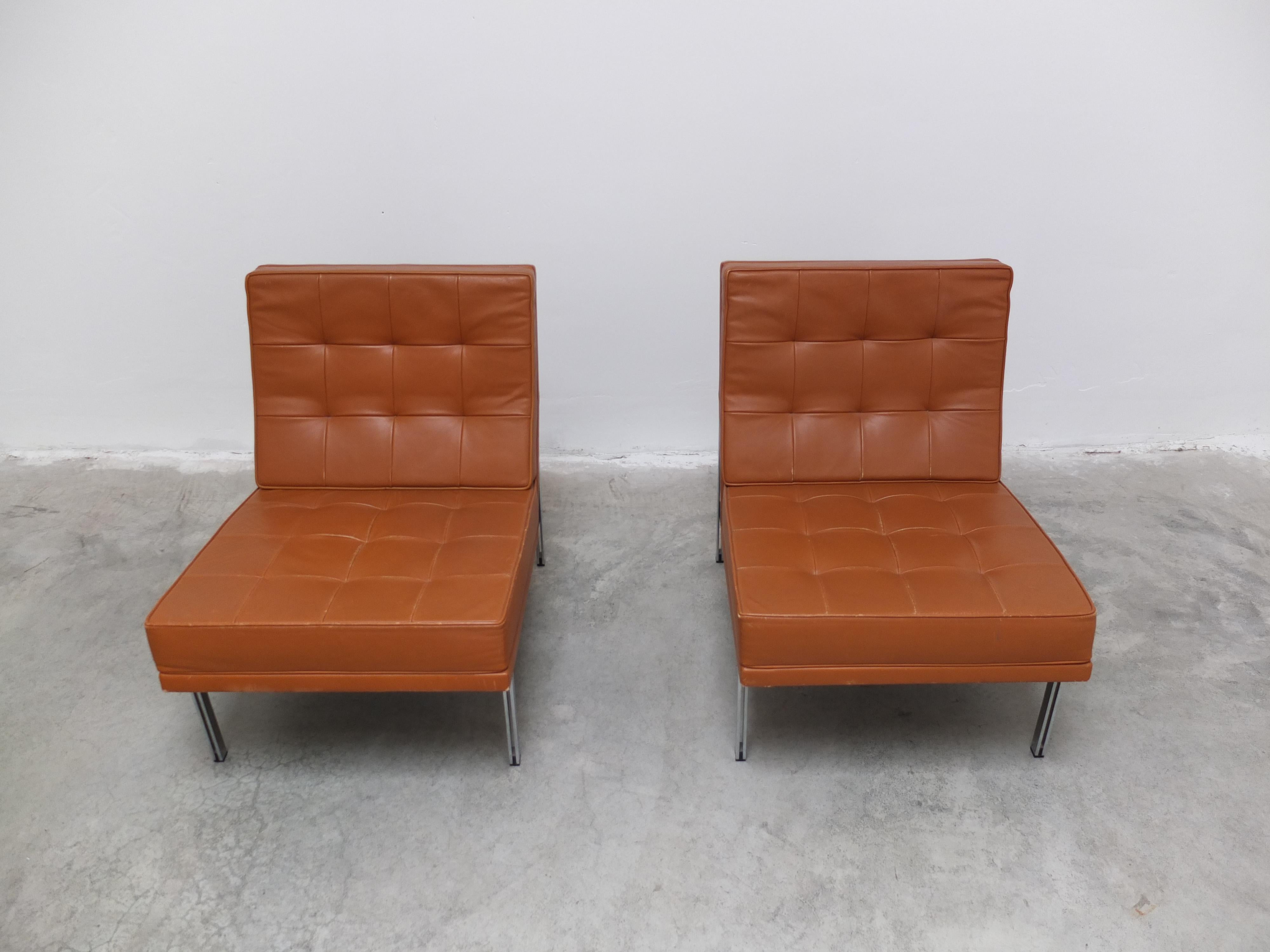American Pair of 'Parallel Bar' Lounge Chairs by Florence Knoll for Knoll, 1954 For Sale