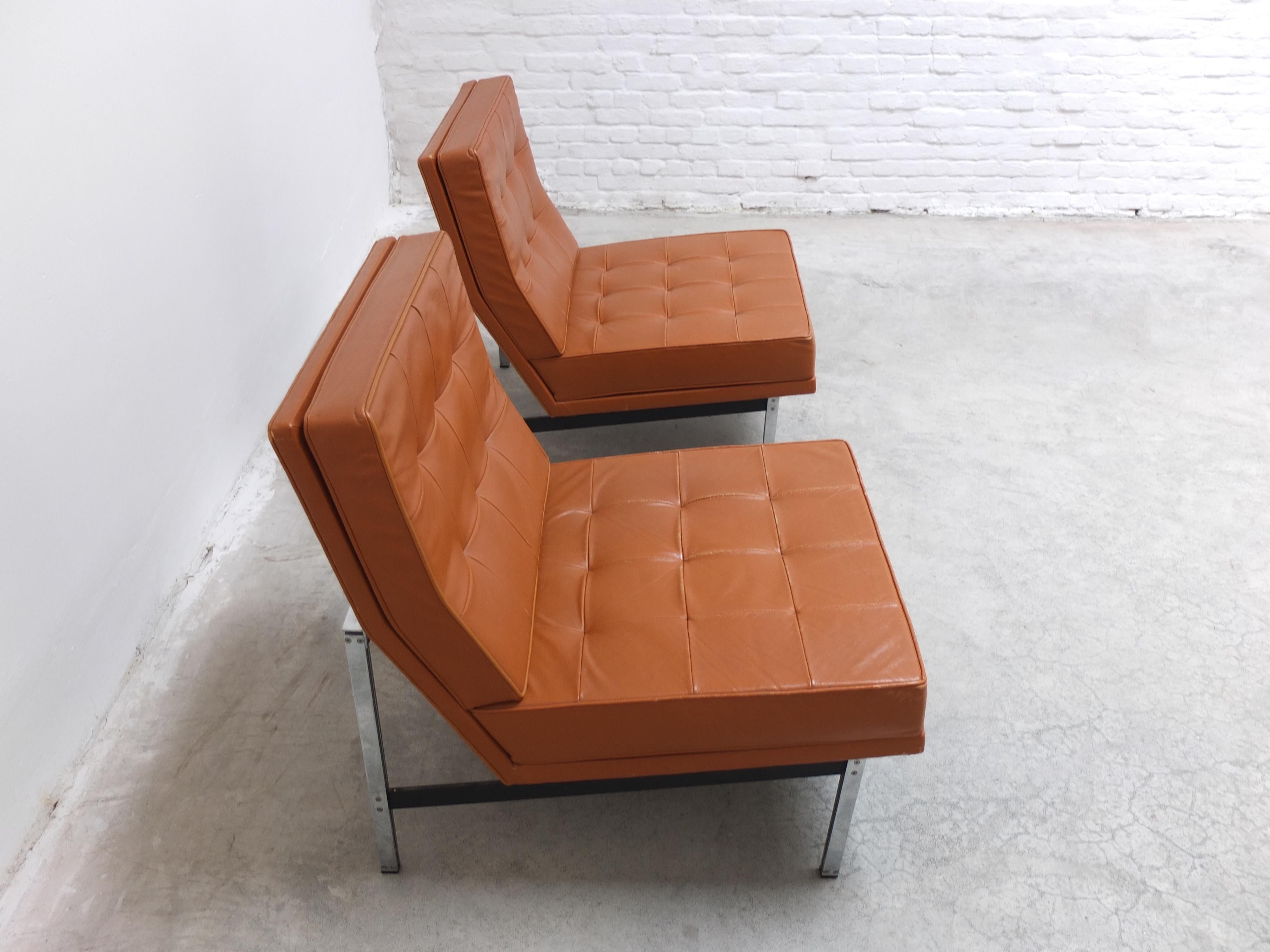 Pair of 'Parallel Bar' Lounge Chairs by Florence Knoll for Knoll, 1954 In Good Condition For Sale In Antwerpen, VAN