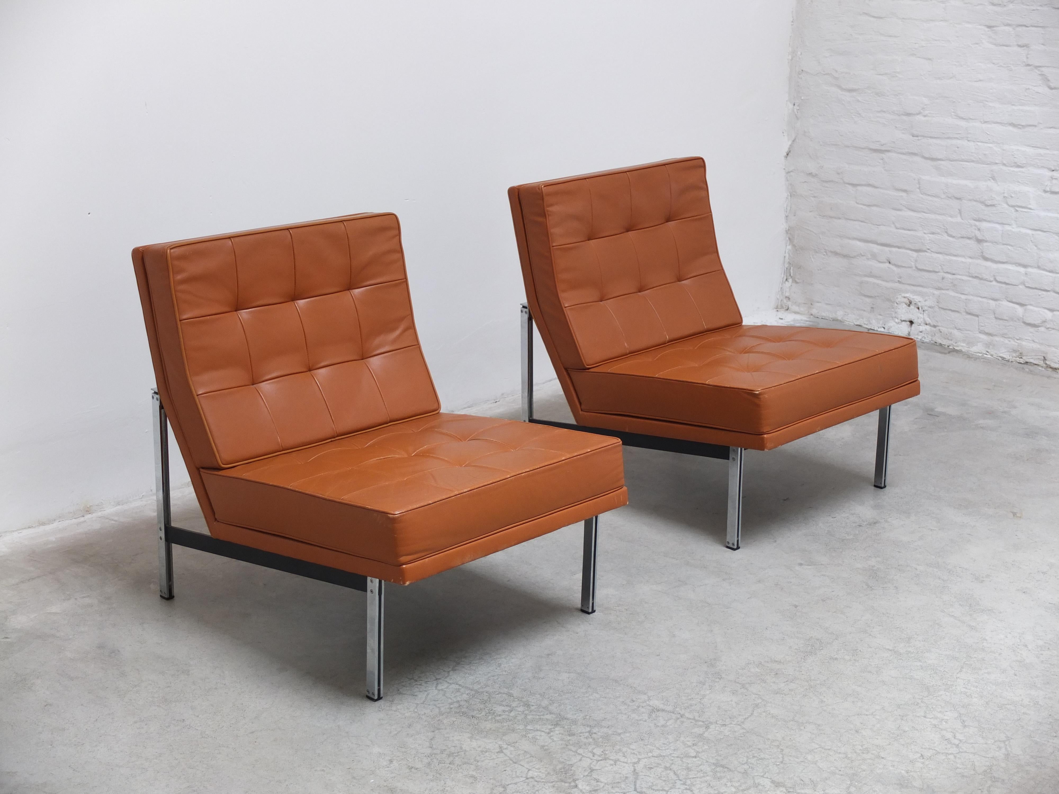 20th Century Pair of 'Parallel Bar' Lounge Chairs by Florence Knoll for Knoll, 1954 For Sale