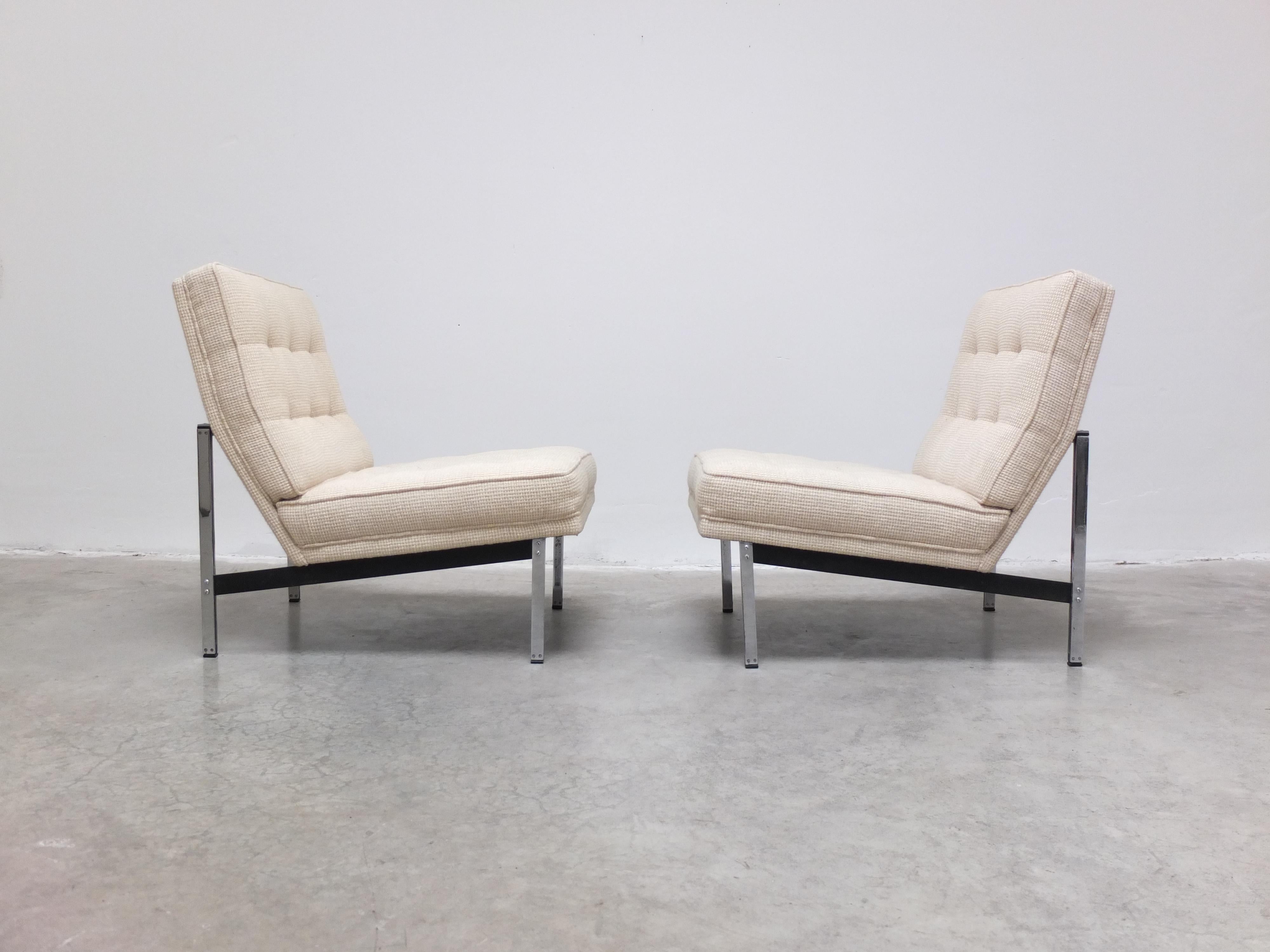 Metal Pair of 'Parallel Bar' Lounge Chairs by Florence Knoll for Knoll, 1954