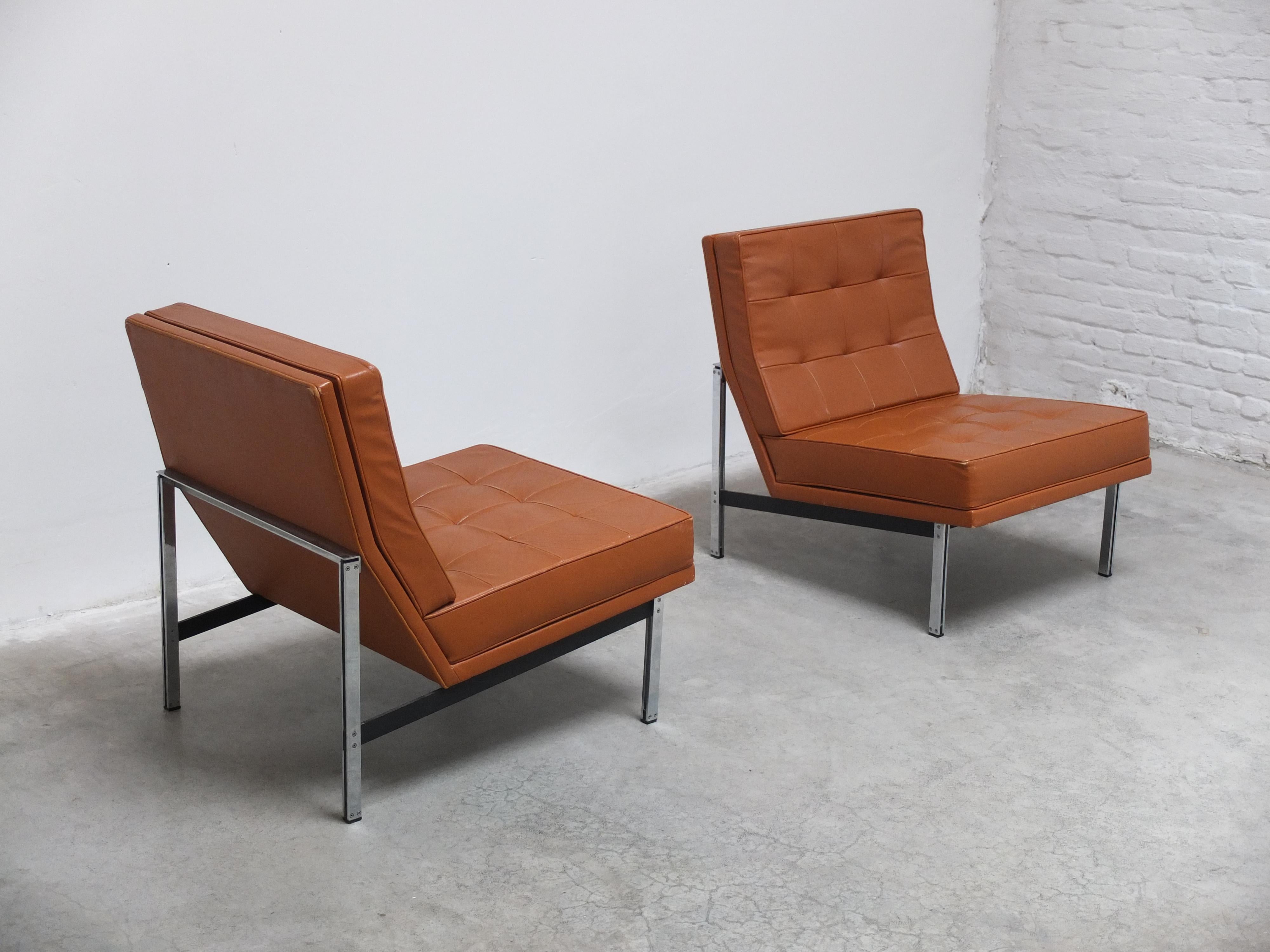Pair of 'Parallel Bar' Lounge Chairs by Florence Knoll for Knoll, 1954 For Sale 1