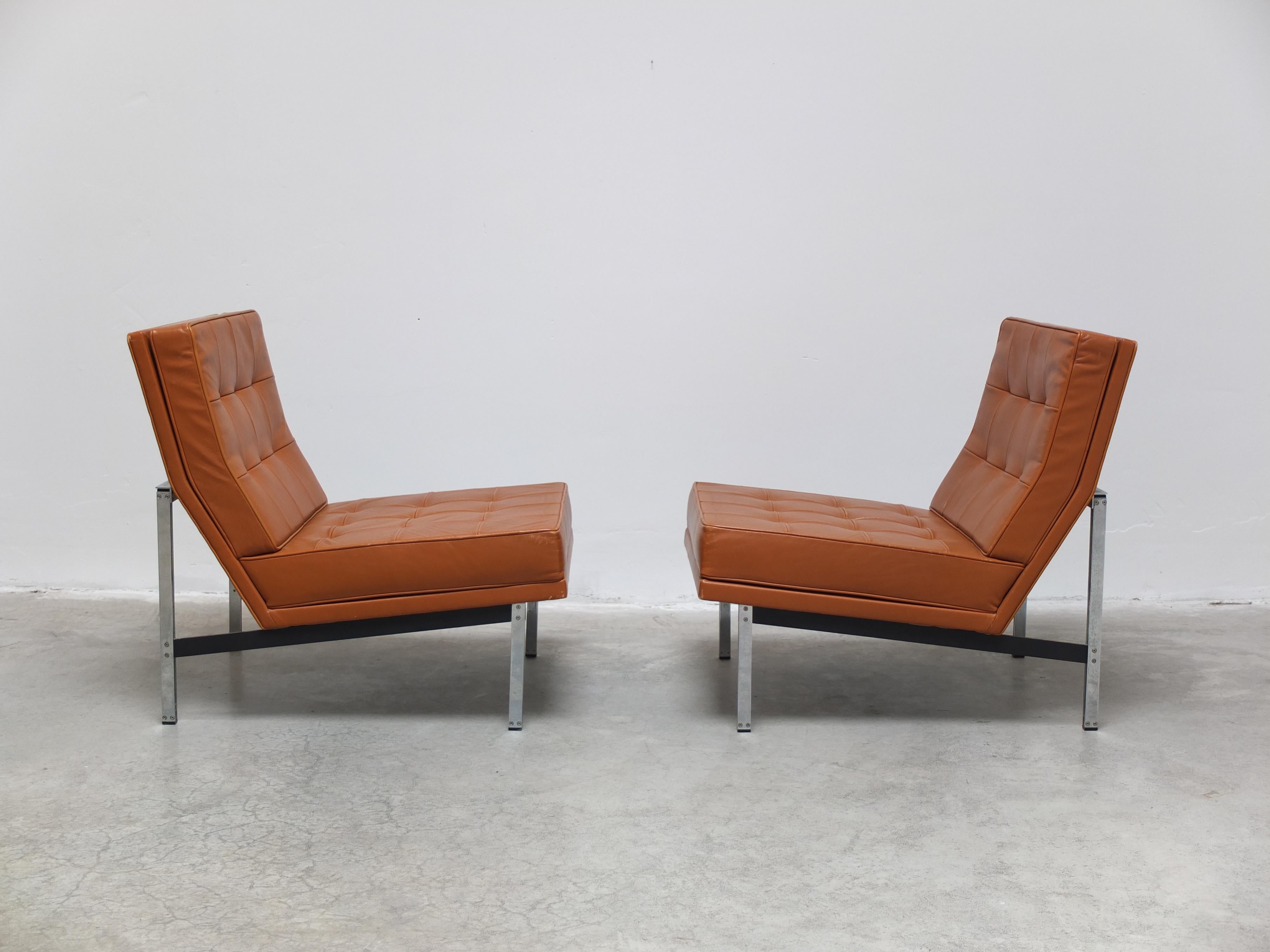 Pair of 'Parallel Bar' Lounge Chairs by Florence Knoll for Knoll, 1954 For Sale 2