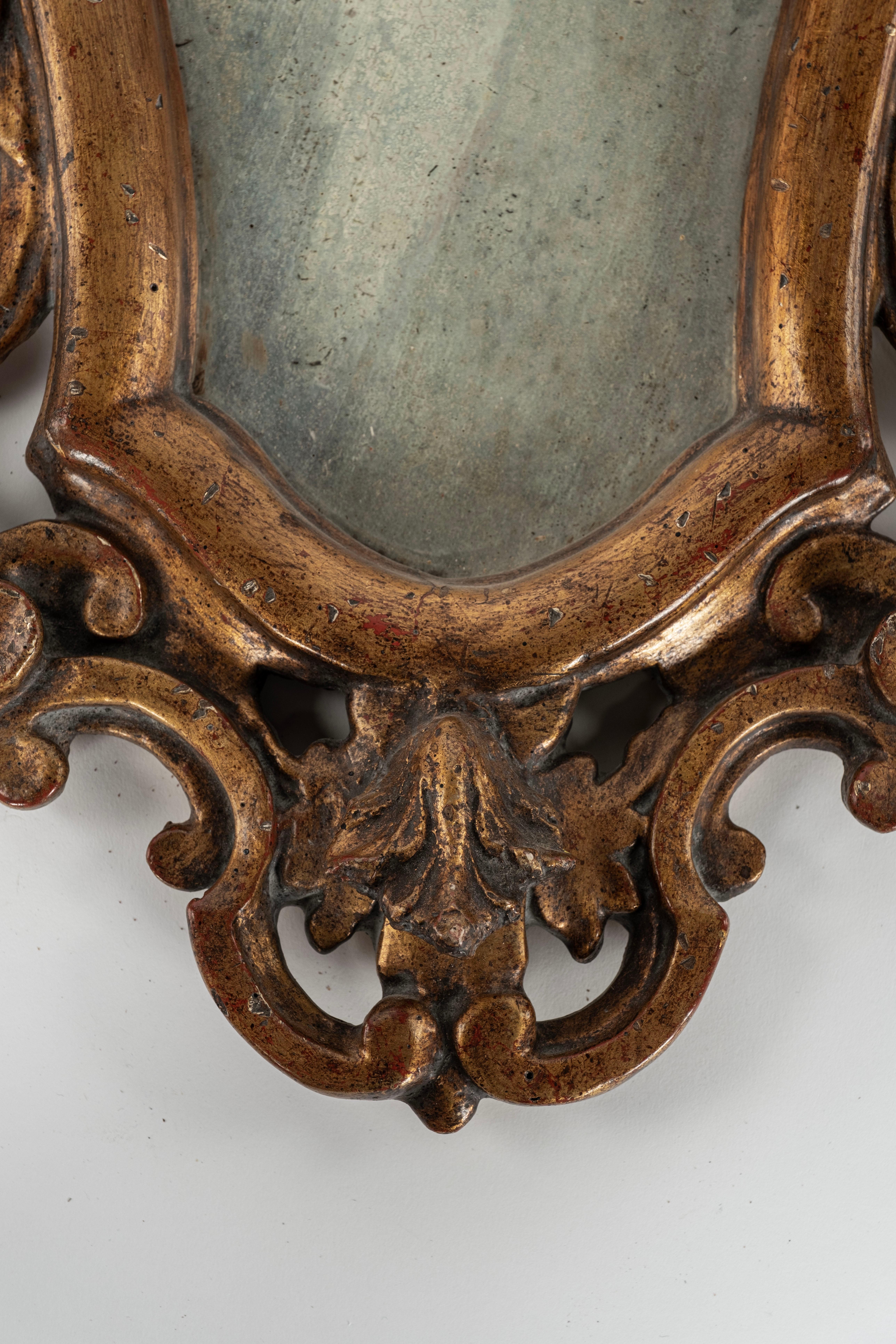 Rococo Pair of Paramour Gilt-wood Mirrors For Sale