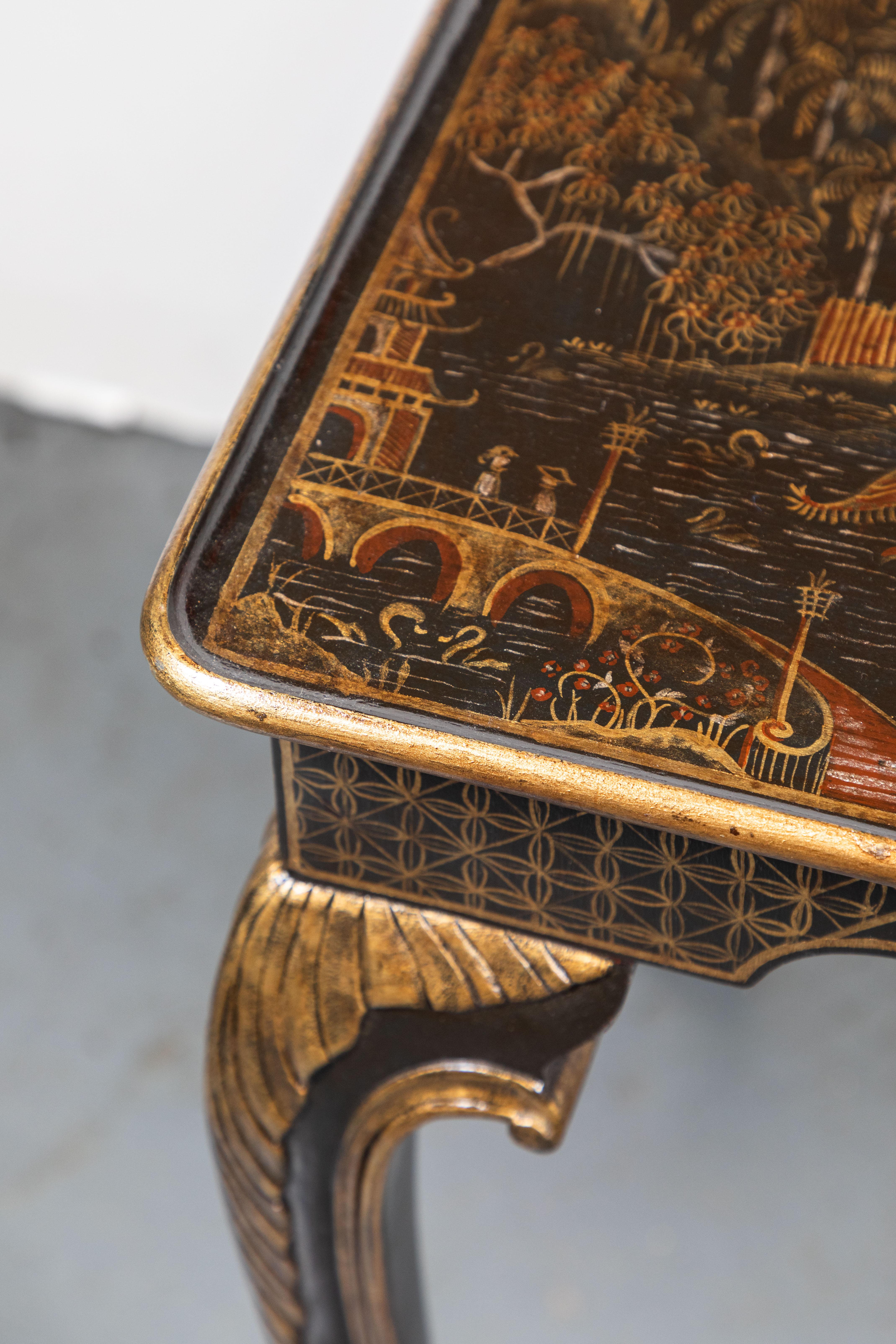 English Pair of Parcel-Gilt, Chinoiserie Side Tables