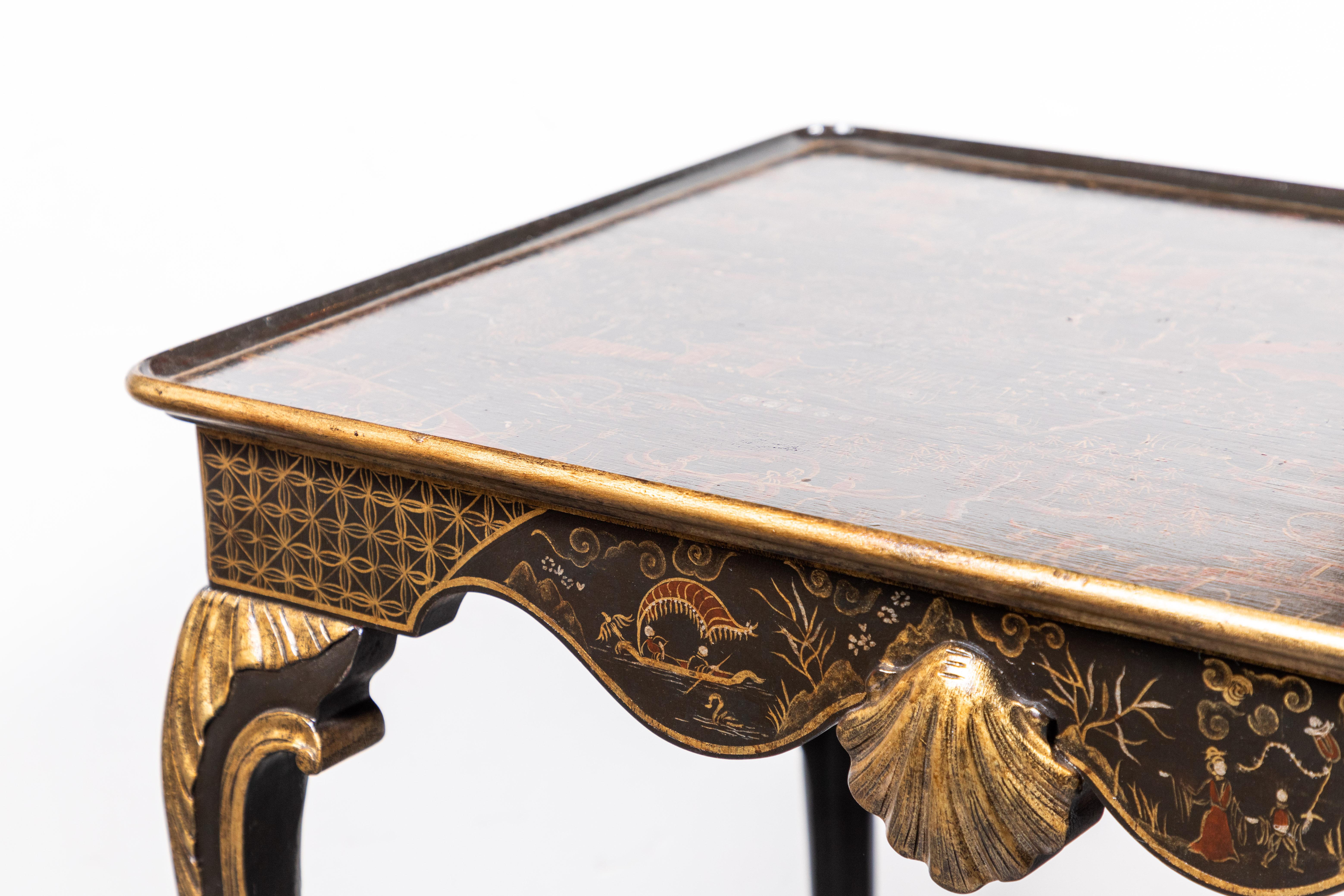 Wood Pair of Parcel-Gilt, Chinoiserie Side Tables