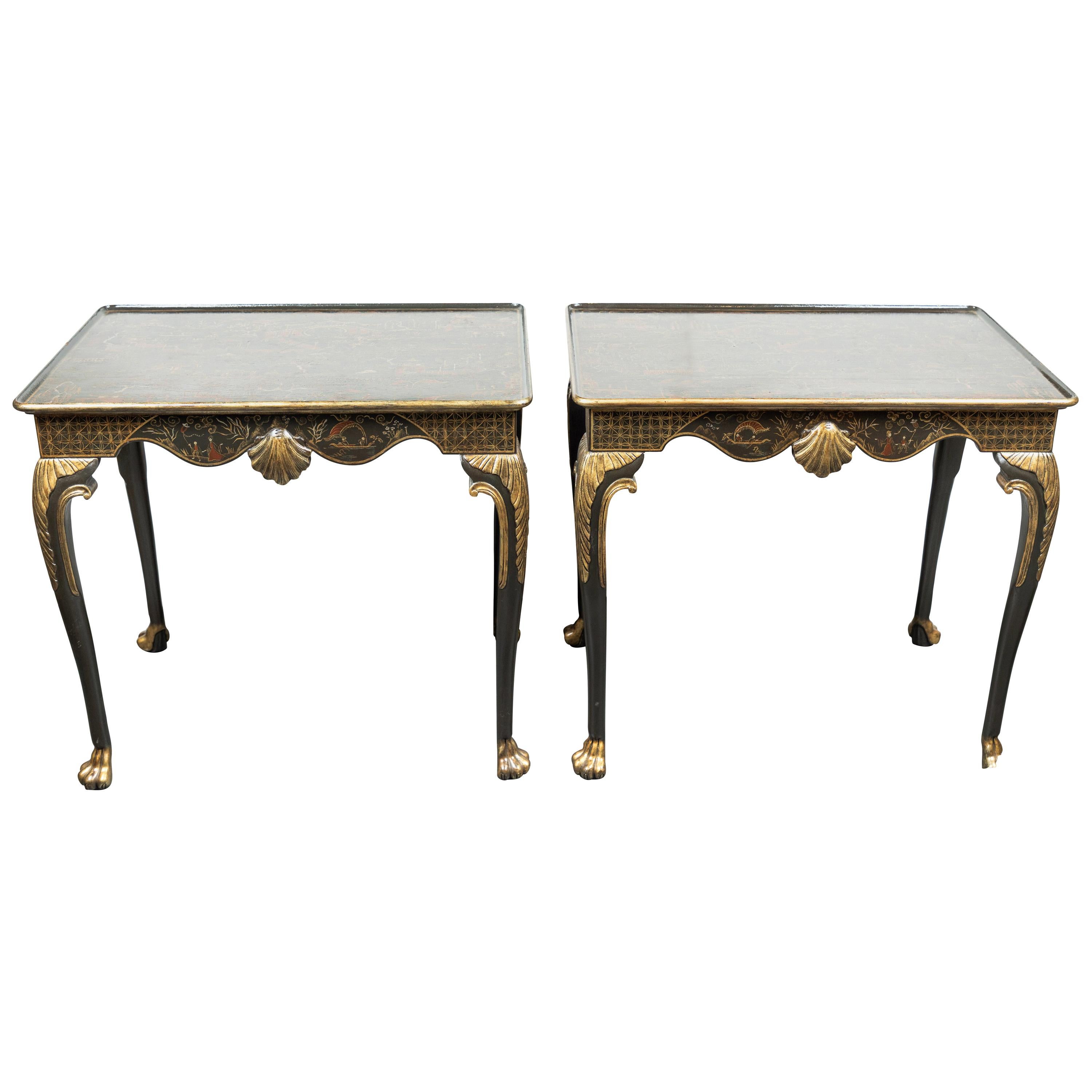 Pair of Parcel-Gilt, Chinoiserie Side Tables