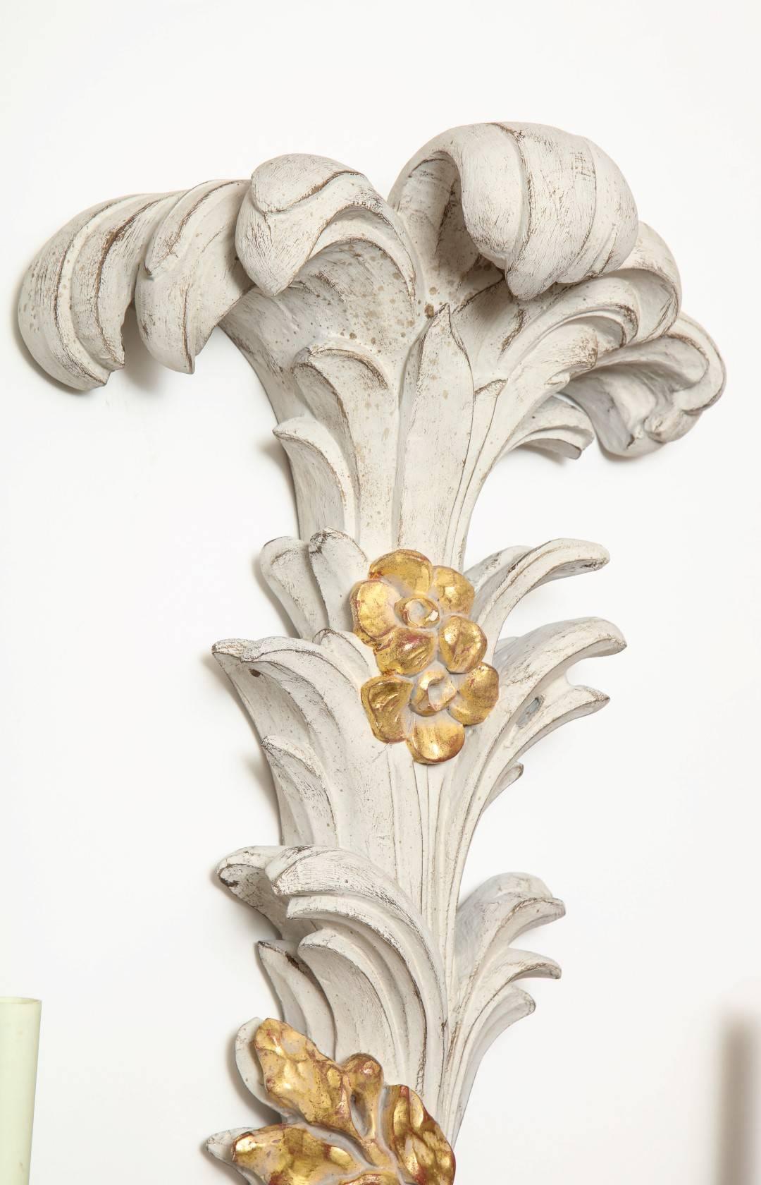 Hand-Carved The Annabella Sconces by David Duncan, Parcel-Gilt Five Arm Wall Lights  For Sale