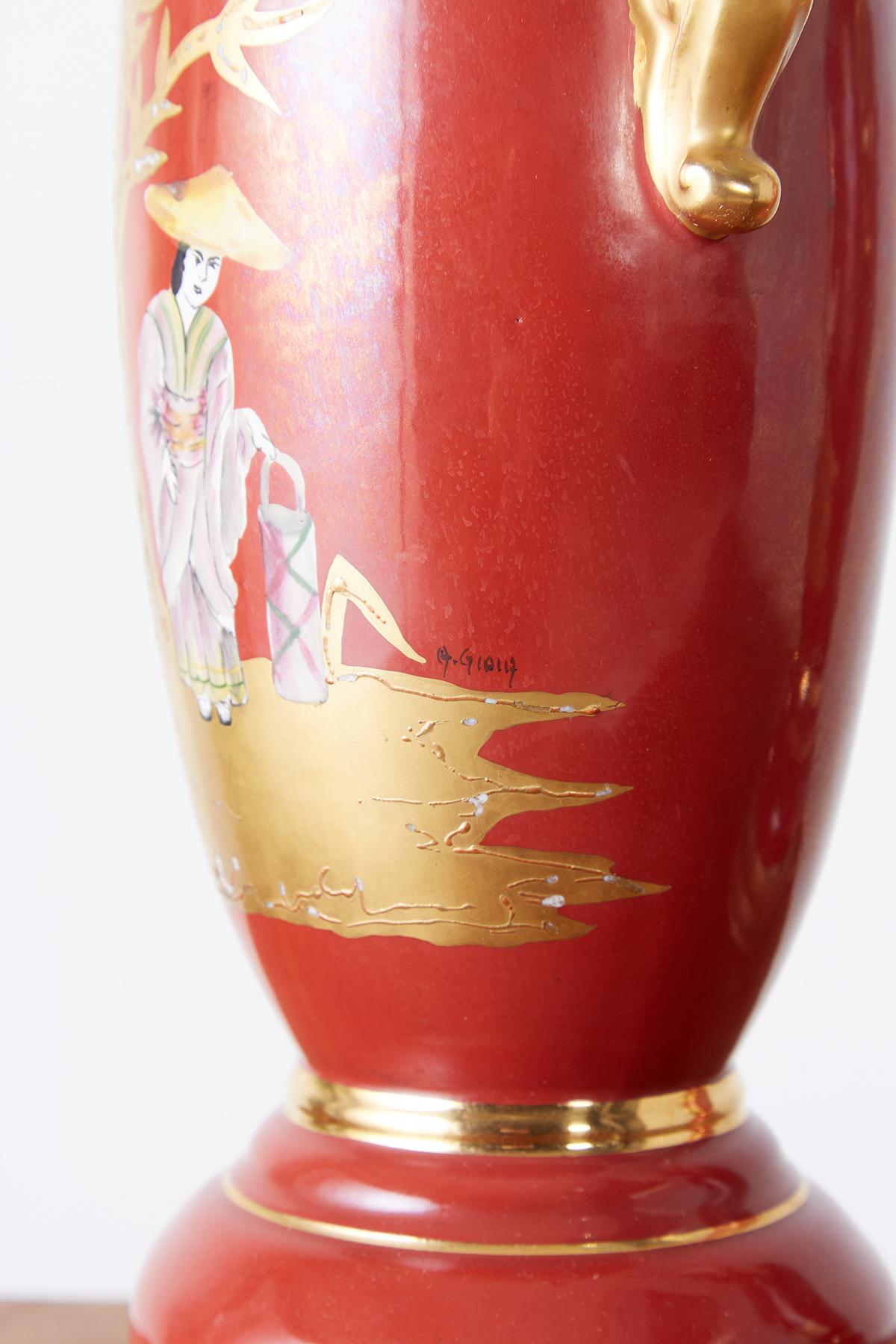 Pair of Parcel Gilt Porcelain Chinoiserie Vase Table Lamps 6