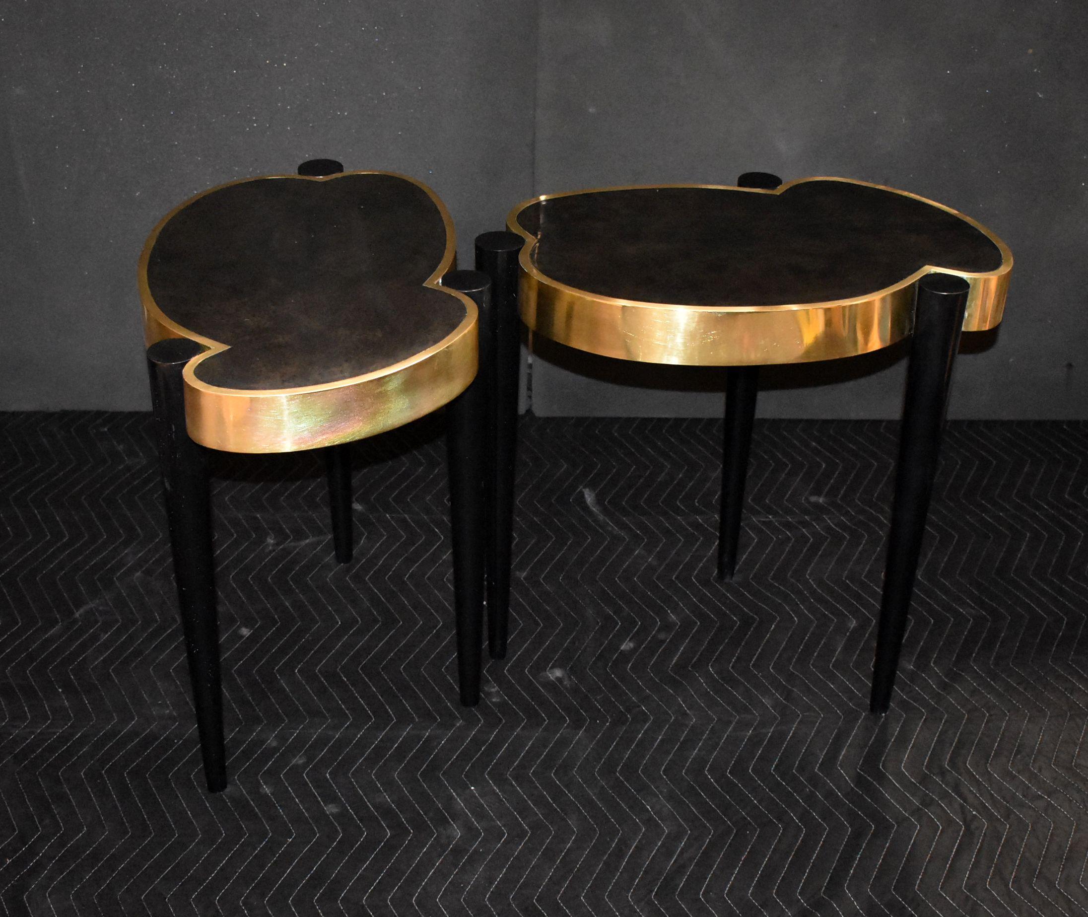 Pair of Parchment and Brass Side Tables 4