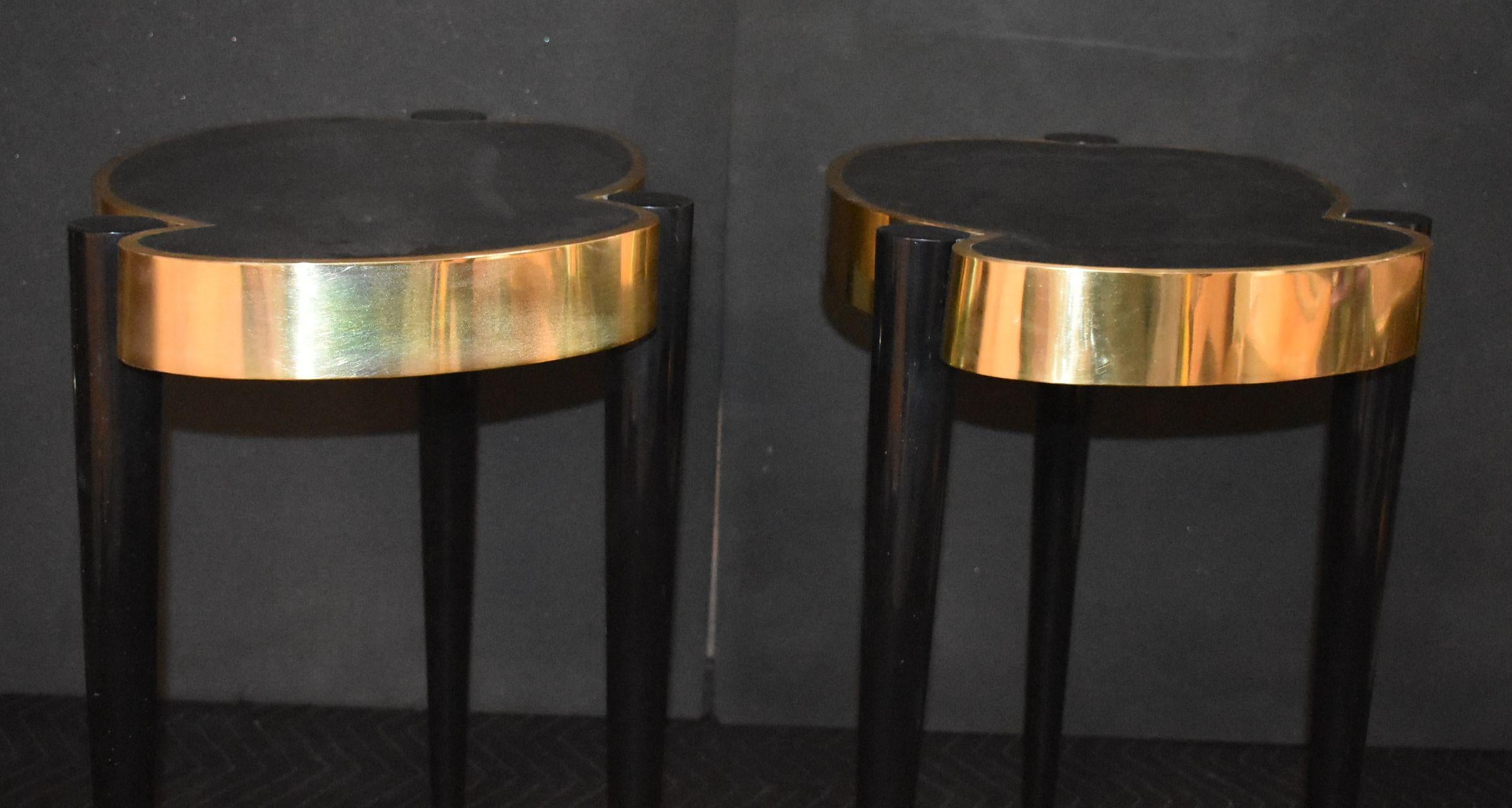 Pair of Parchment and Brass Side Tables 5