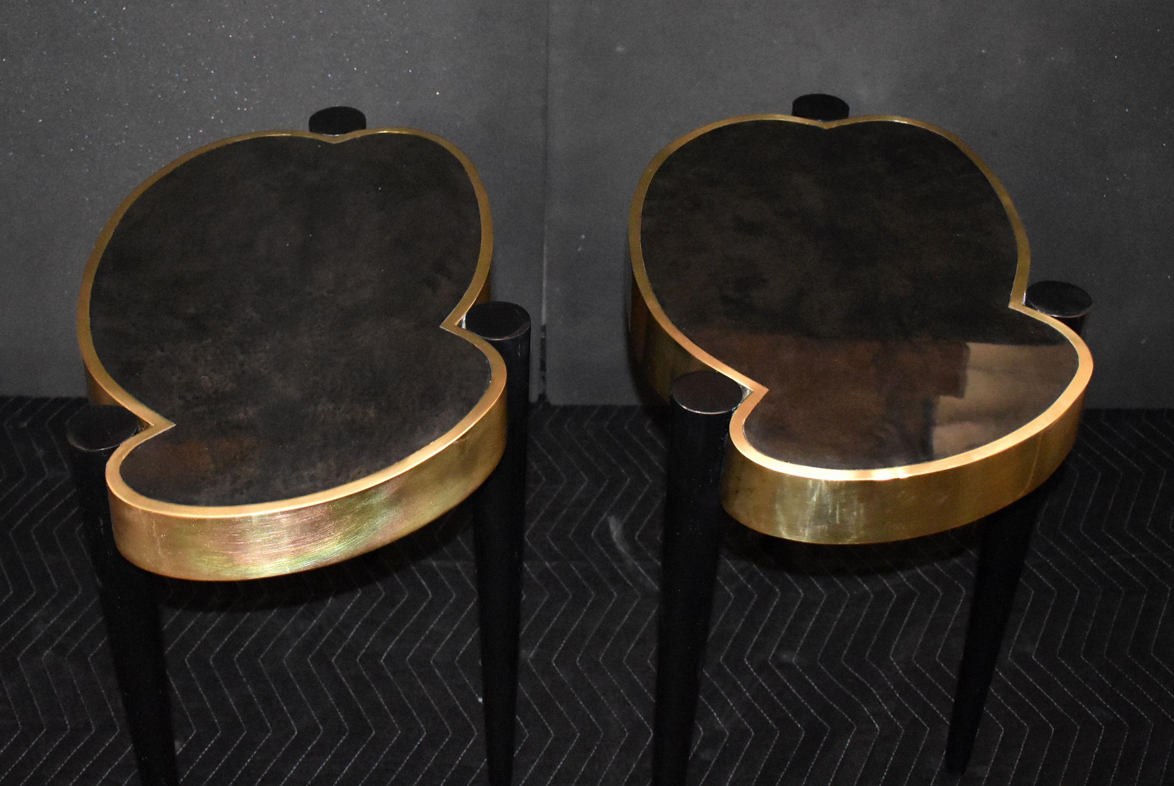 Pair of Parchment and Brass Side Tables 6