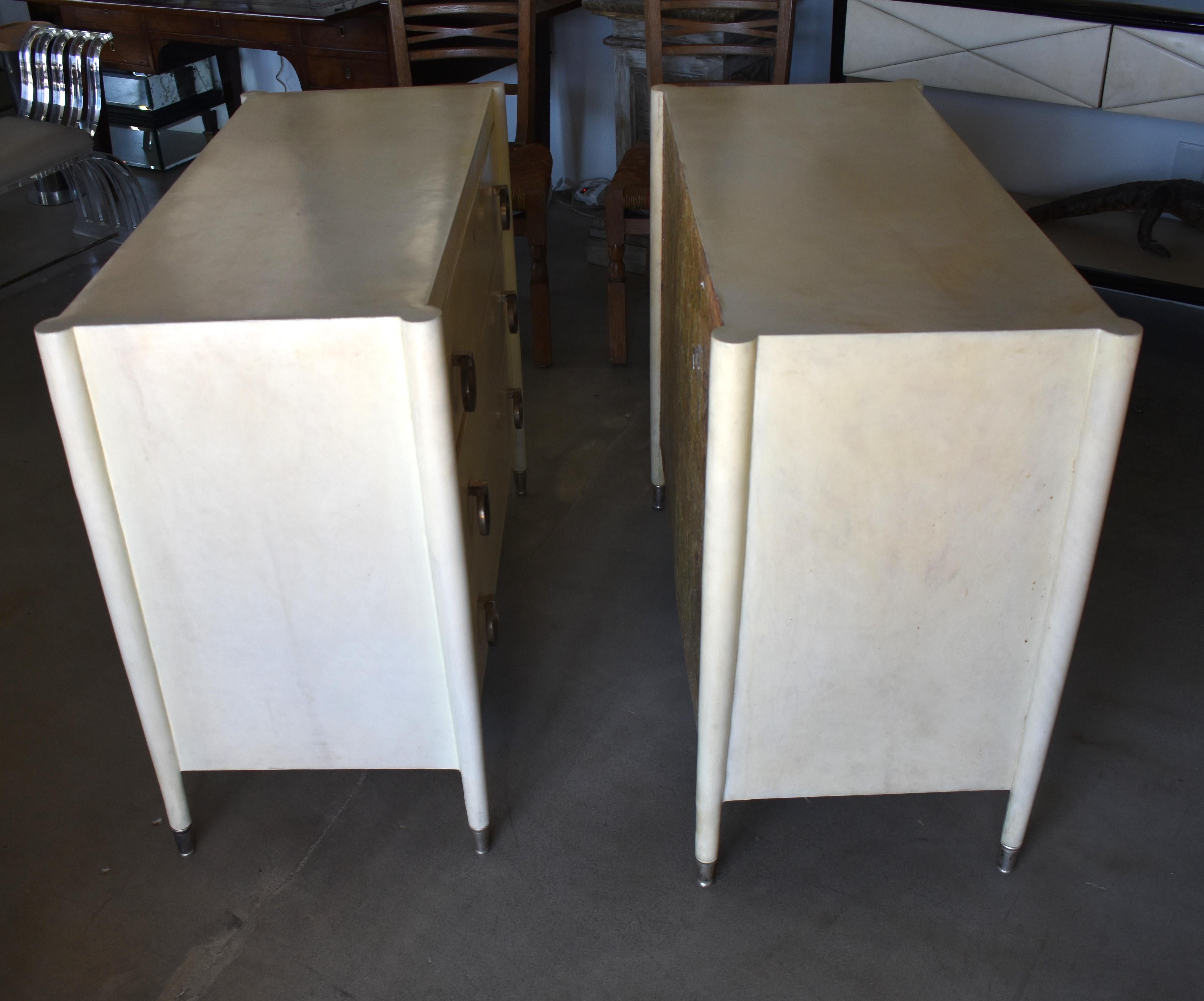 Pair of Parchment Chest of Drawers 6