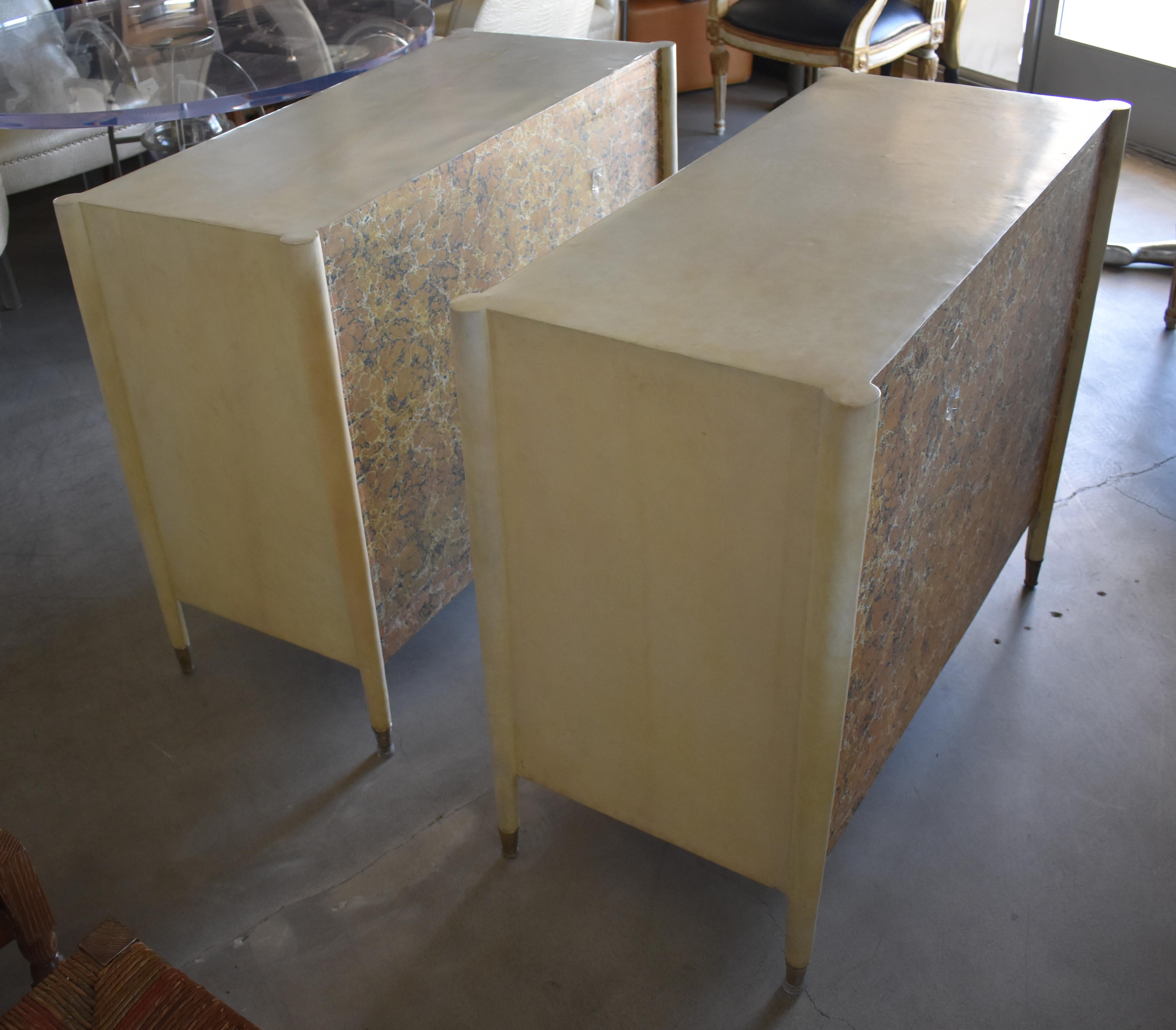 Pair of Parchment Chest of Drawers 7