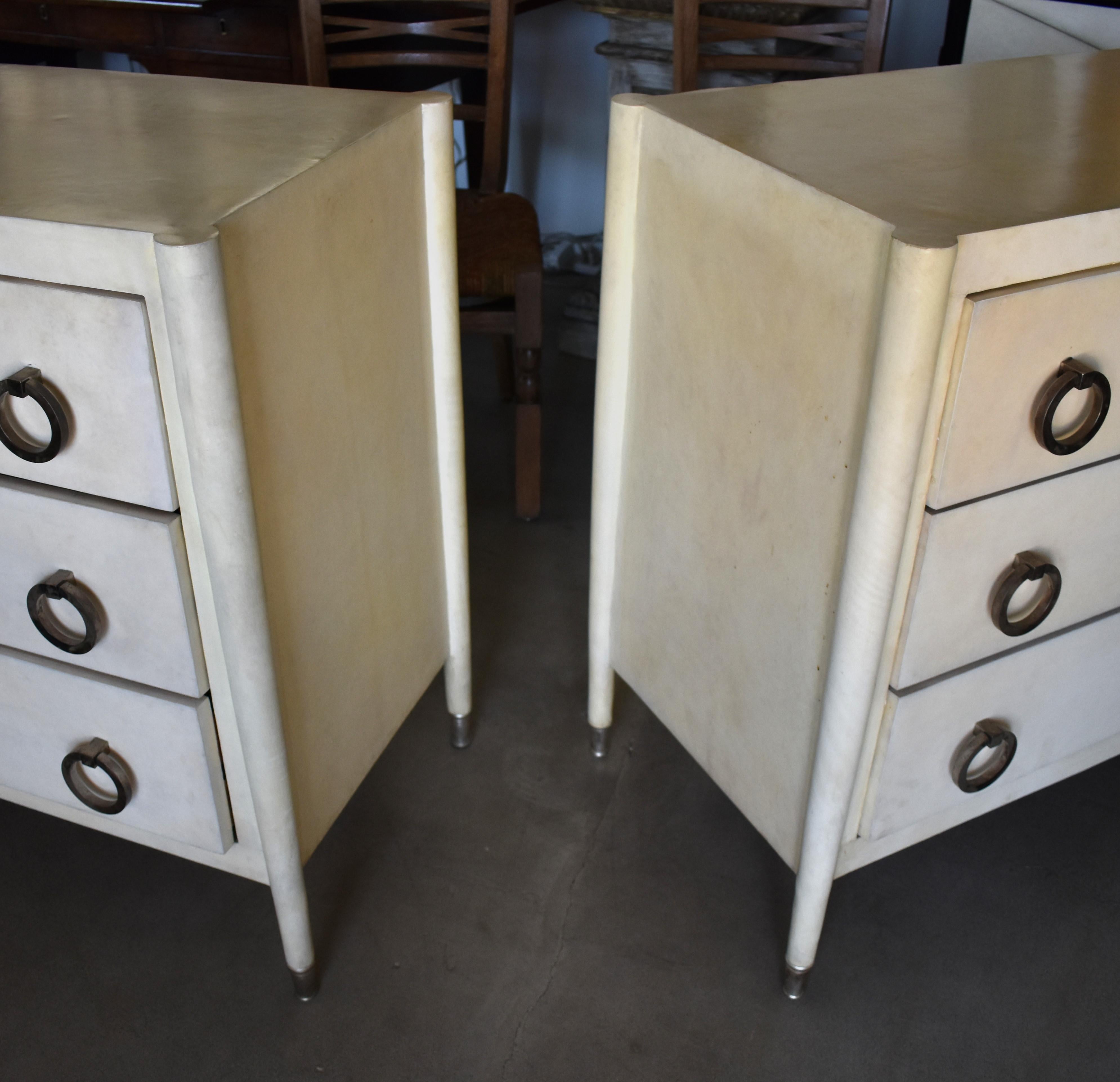 Pair of Parchment Chest of Drawers 1