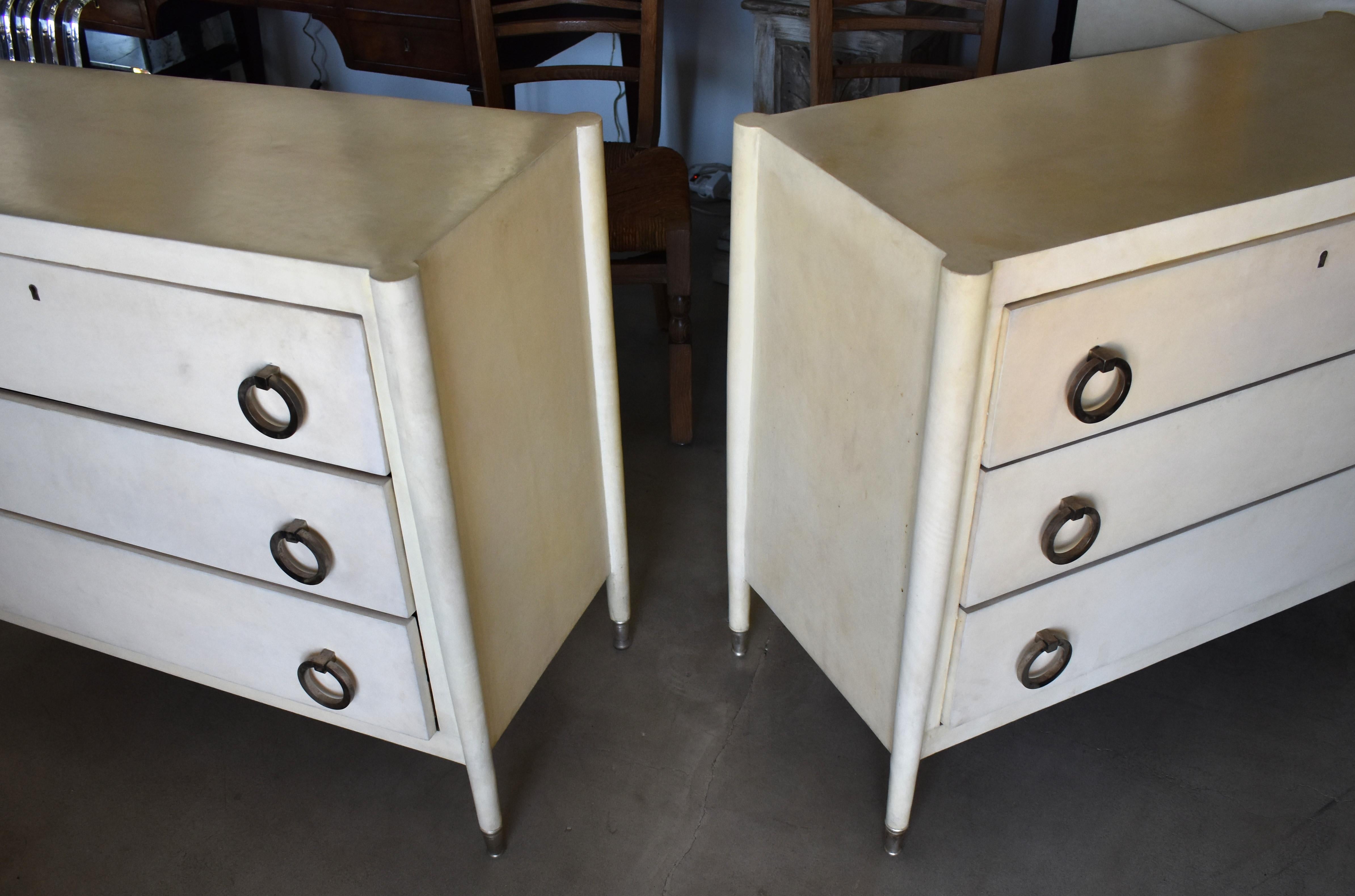 Pair of Parchment Chest of Drawers 2