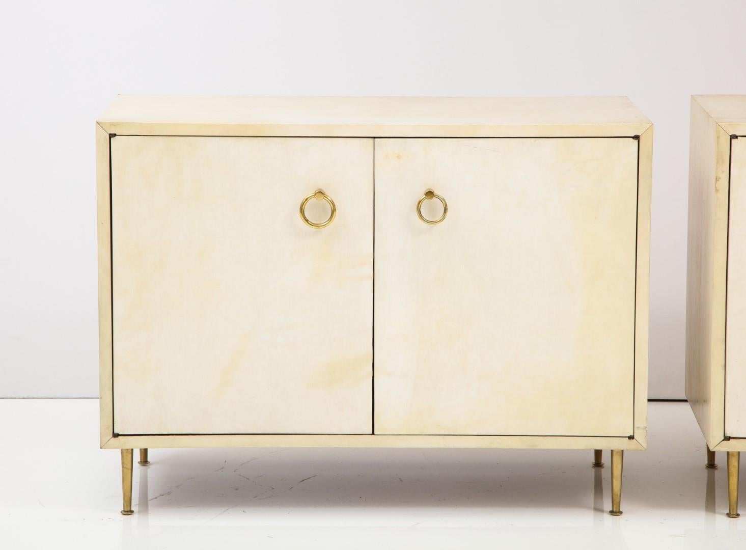 Mid-Century Modern Pair of Parchment Chests in the Manner of Gio Ponti