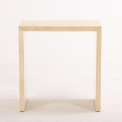 Pair of parchment covered tables in manner of Jean-Michel Frank. Contemporary.