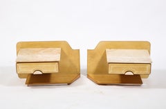 Pair of Parchment & Marble Floating Nightstands, Italy 1960's