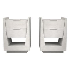 Pair of Parchment Night Stands by R & Y Augousti