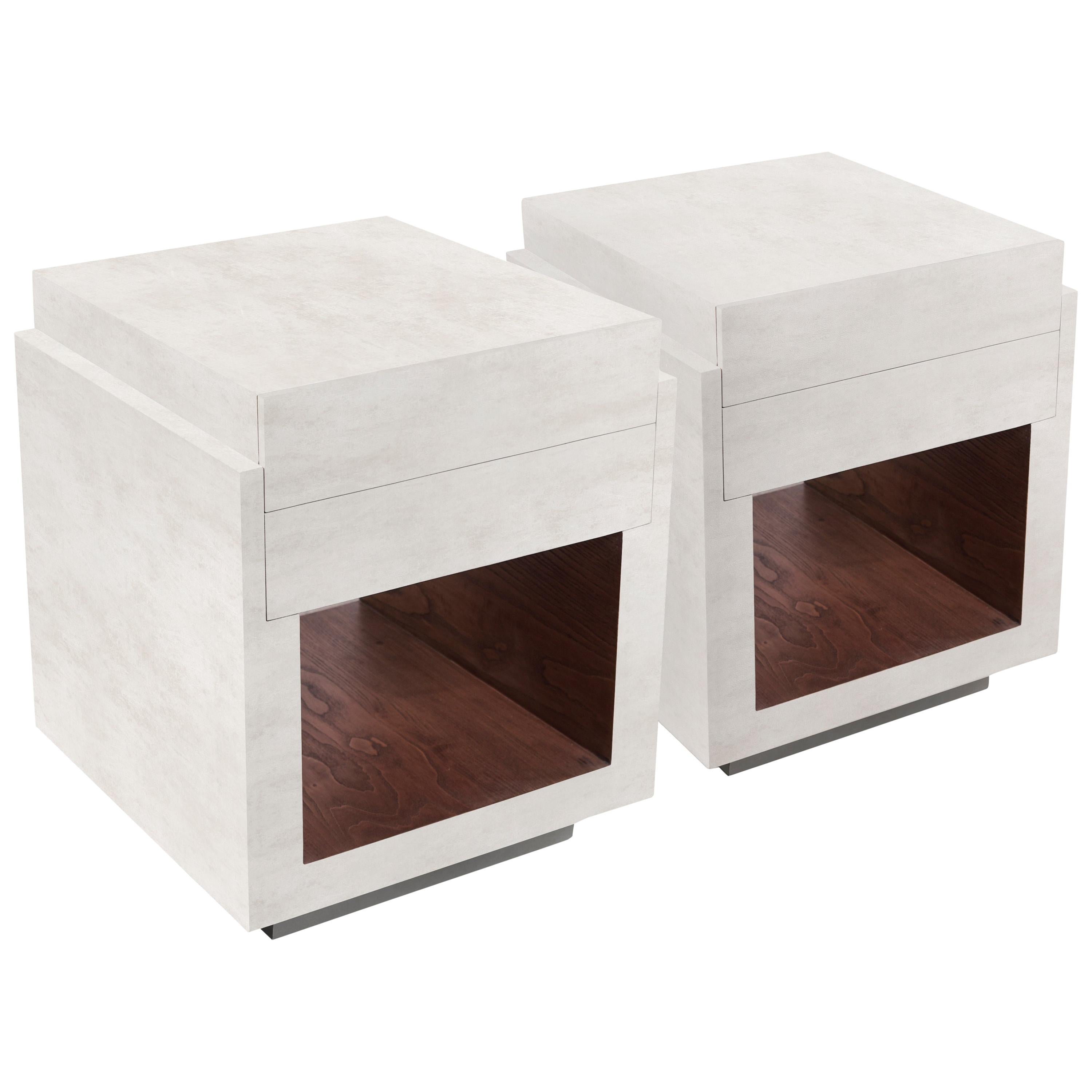 Pair of Parchment Night Stands by R&Y Augousti