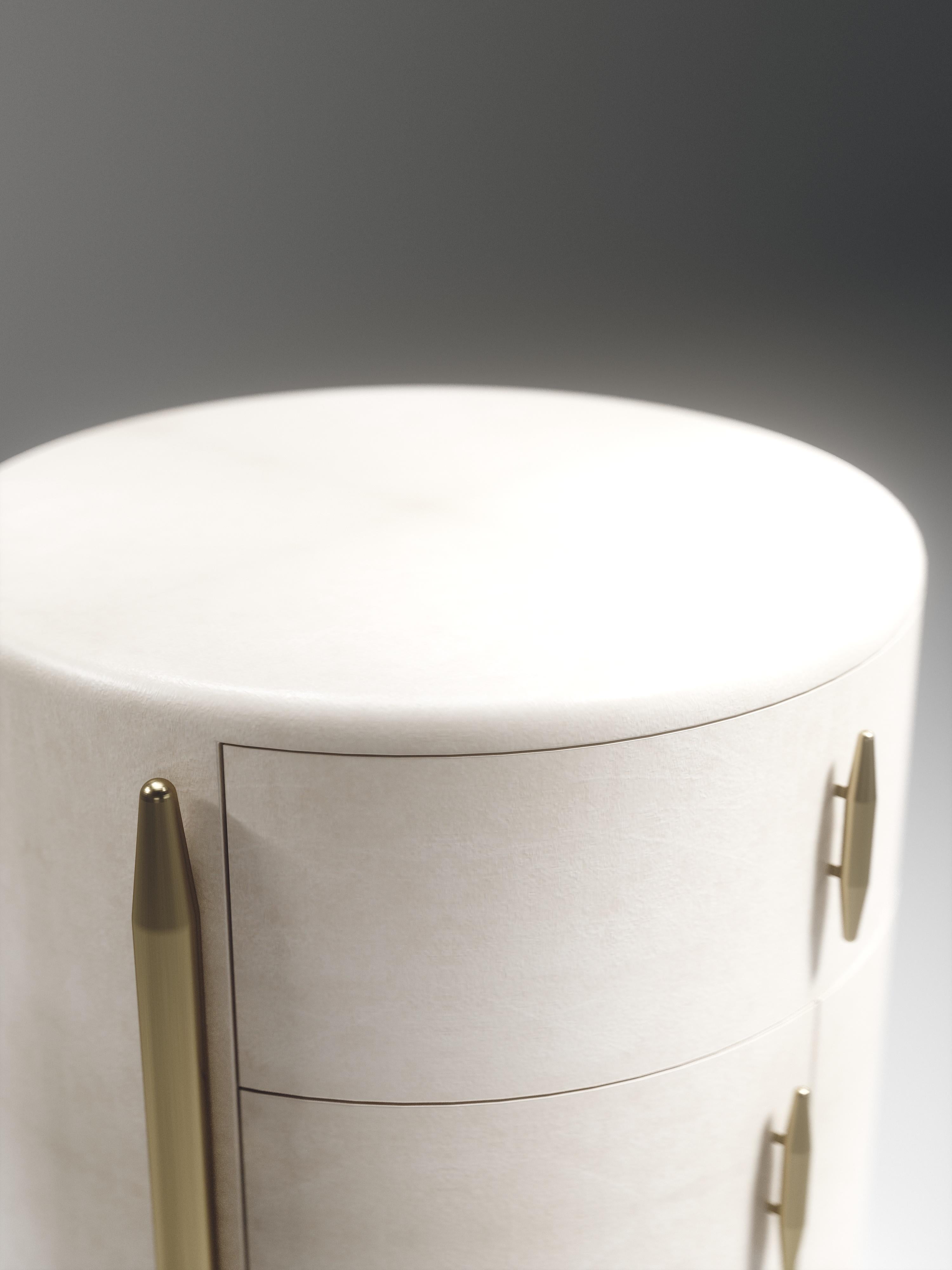 cream round bedside table