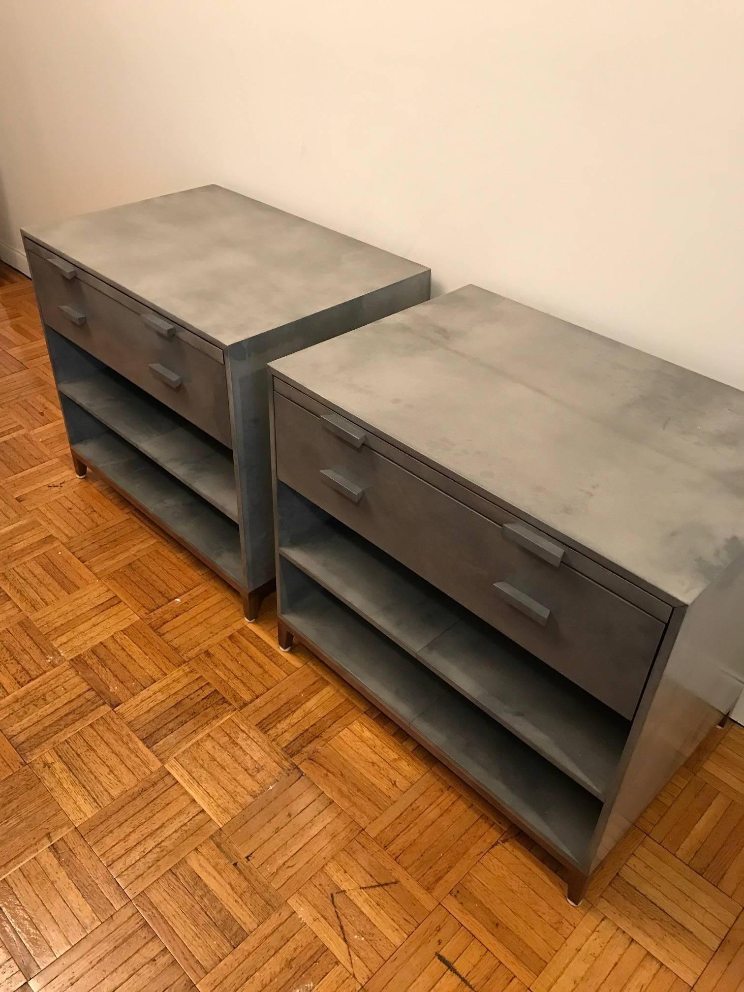 Gray Goat Parchment Side Tables In New Condition For Sale In New York, NY
