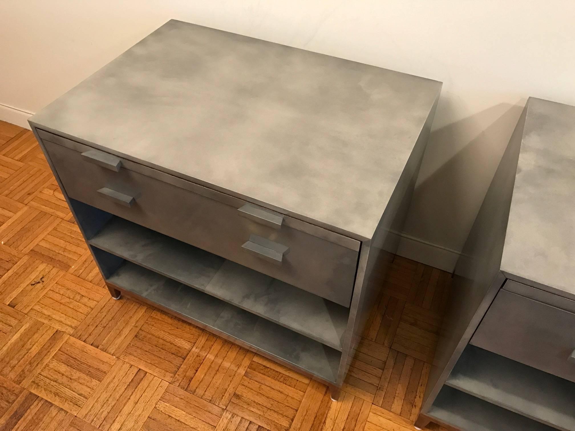 Contemporary Gray Goat Parchment Side Tables For Sale