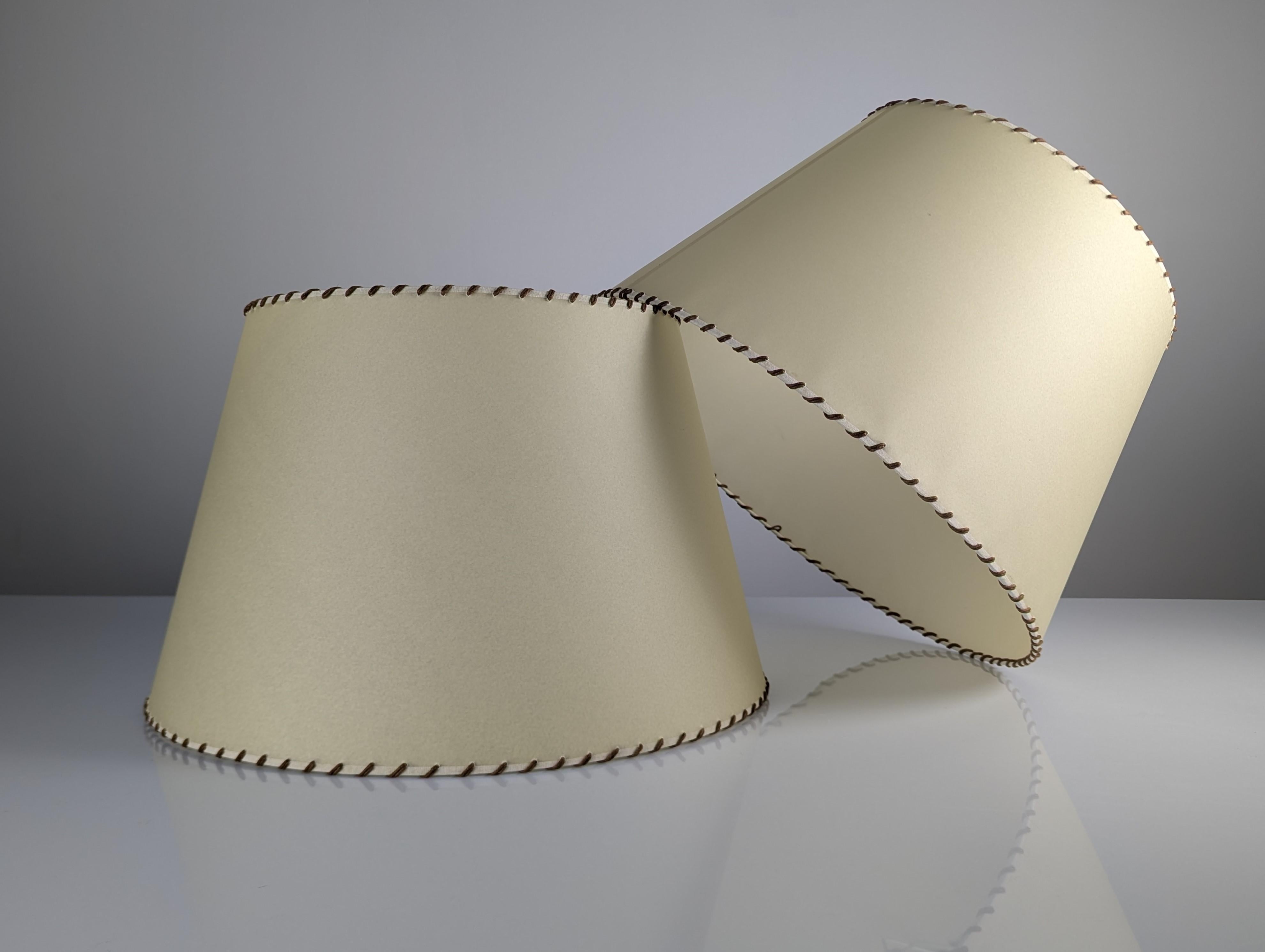 Pair of parchment paper and rope lampshades For Sale 1