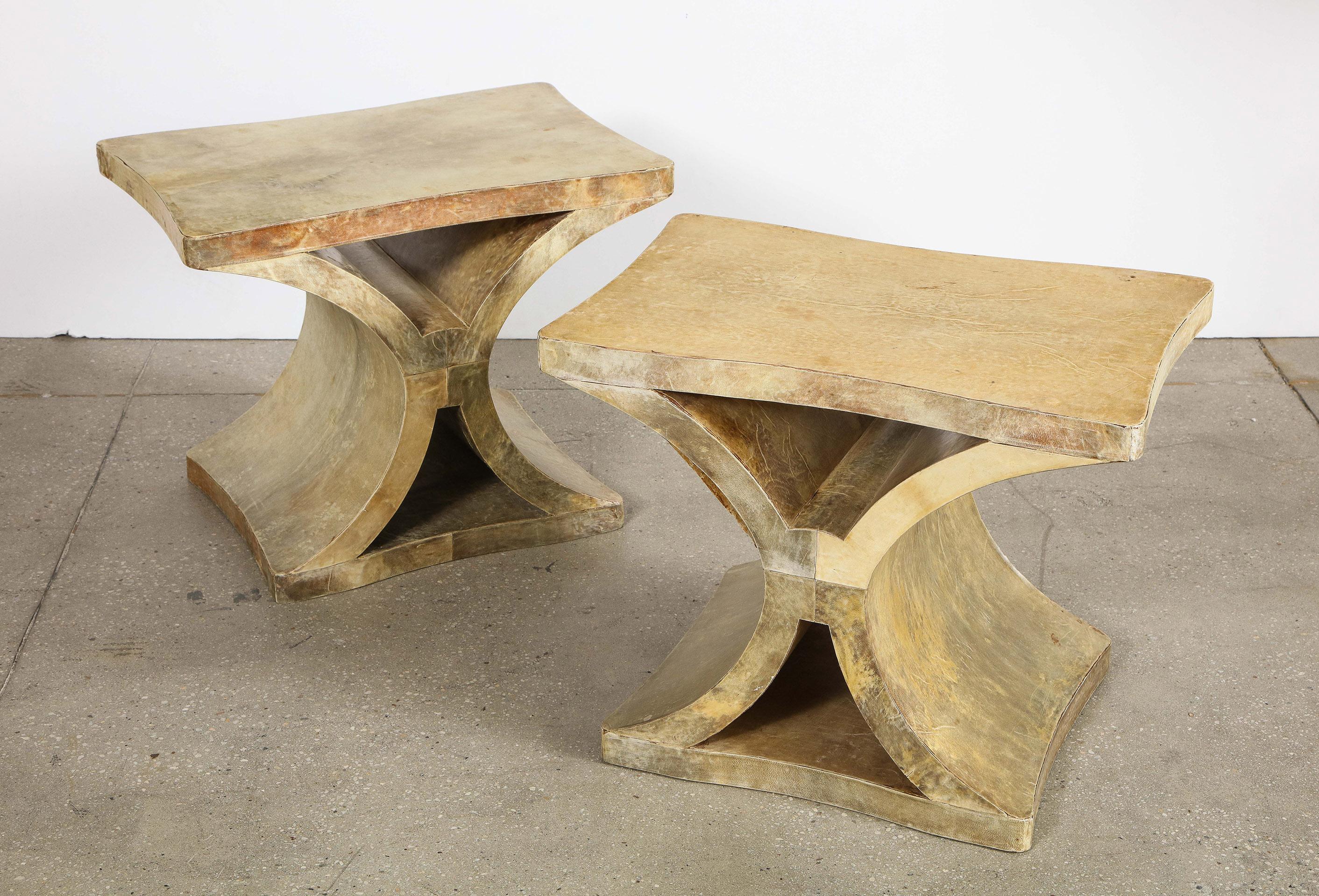 20th Century Pair of Parchment Tables