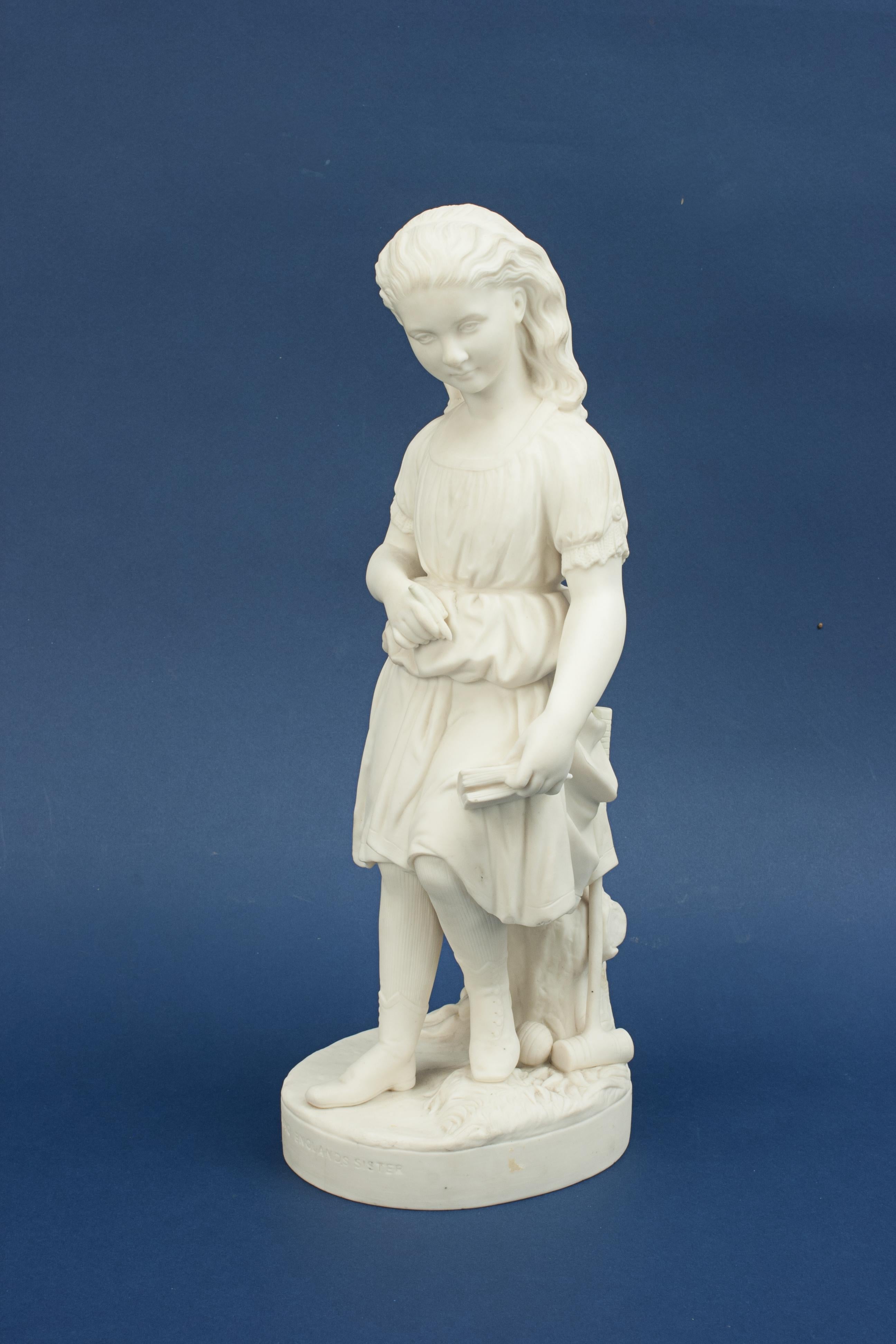 Sporting Art Pair of Parian Figures, Young England & Young England's Sister For Sale