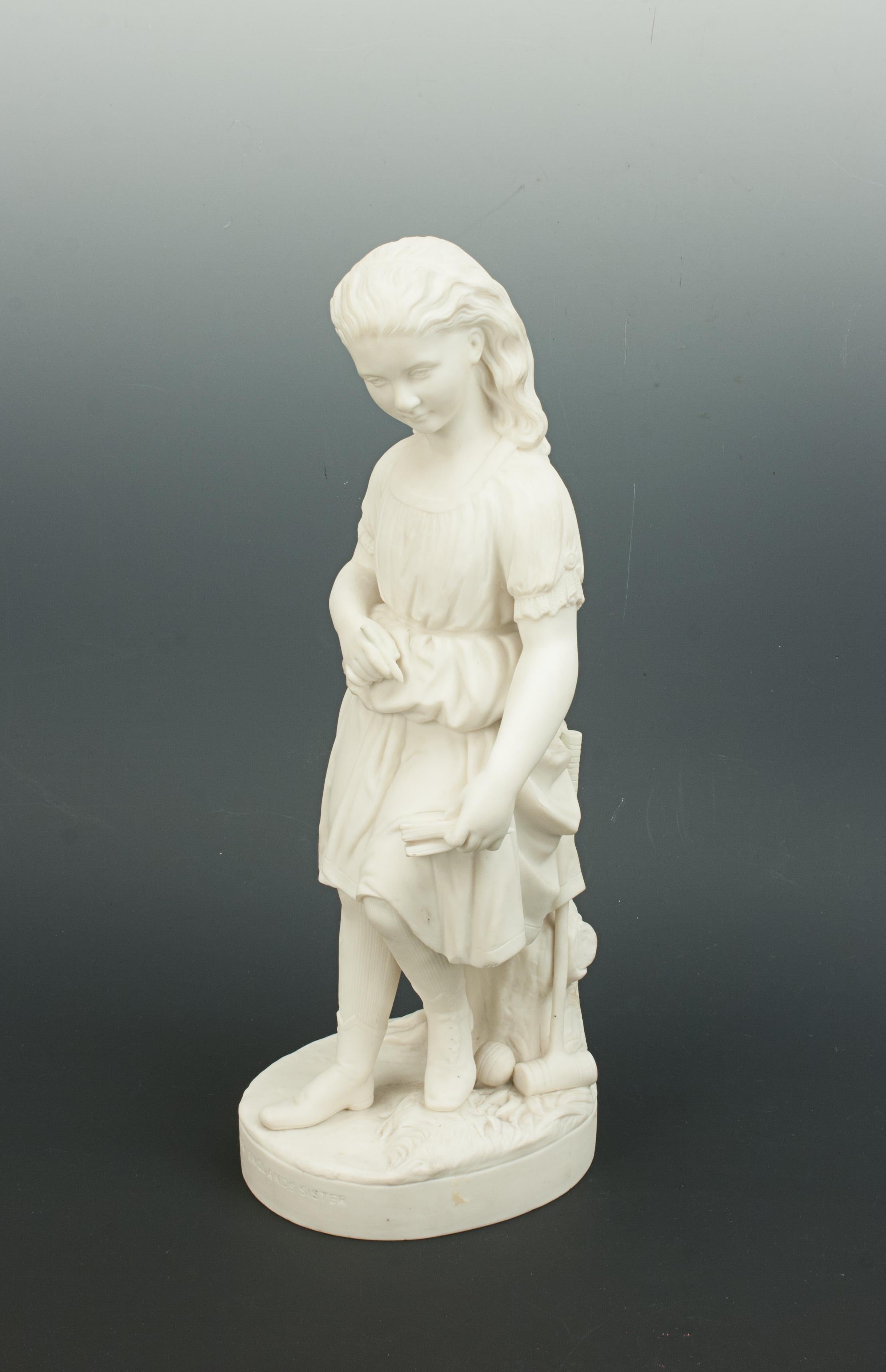 Pair of Parian Figures, Young England & Young England's Sister In Good Condition For Sale In Oxfordshire, GB