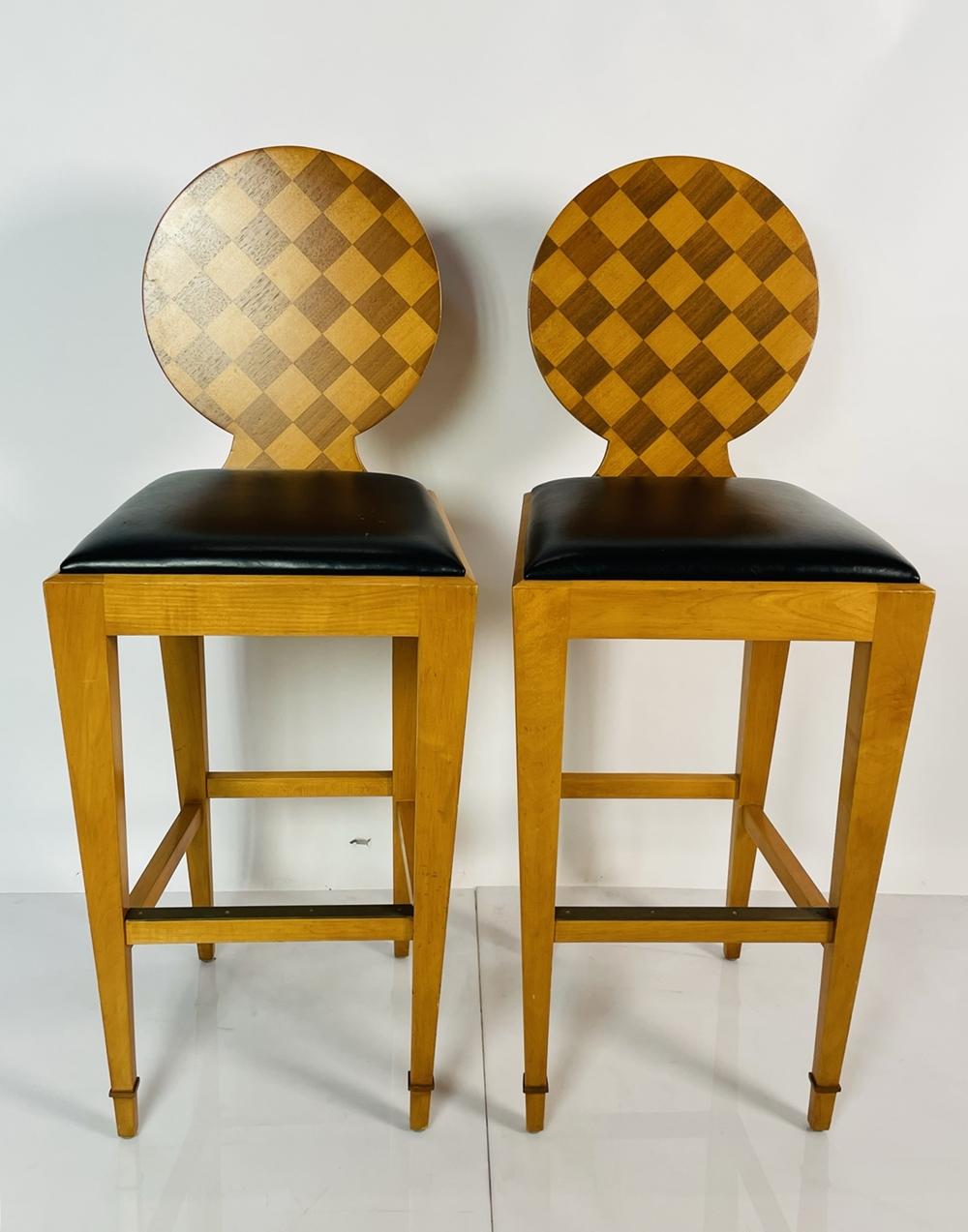 American Pair of Paris Hall Harlequin Bar Stools by John Hutton for Donghia
